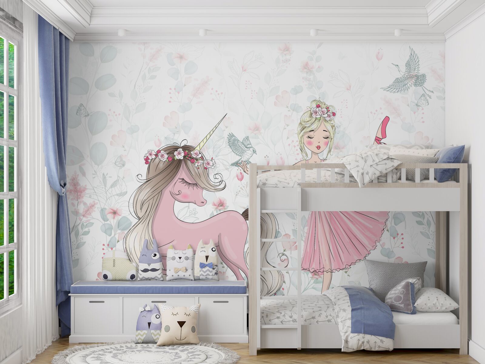 Papier peint une sorcière et sa licorne dévouée