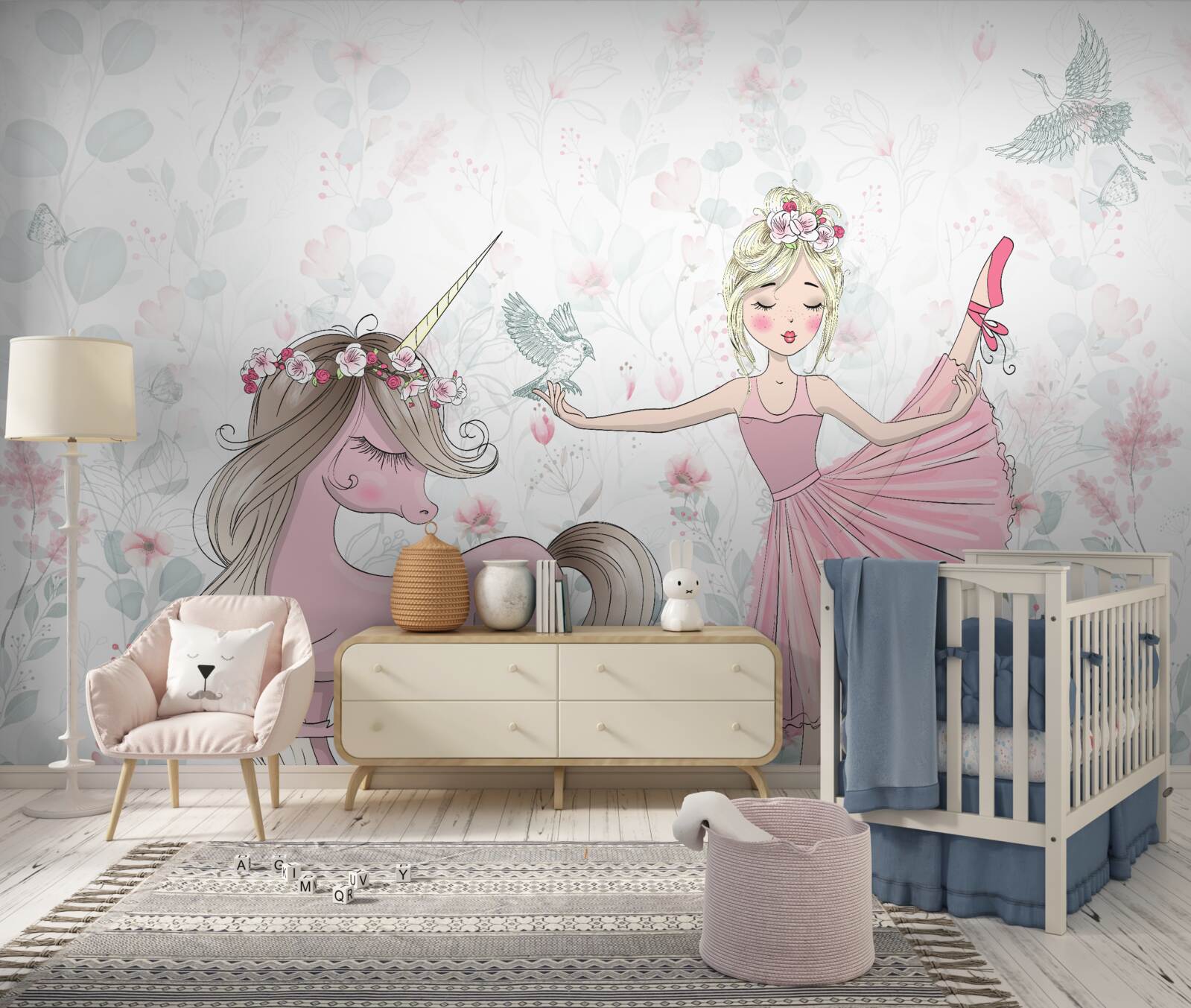 Papier peint une sorcière et sa licorne dévouée