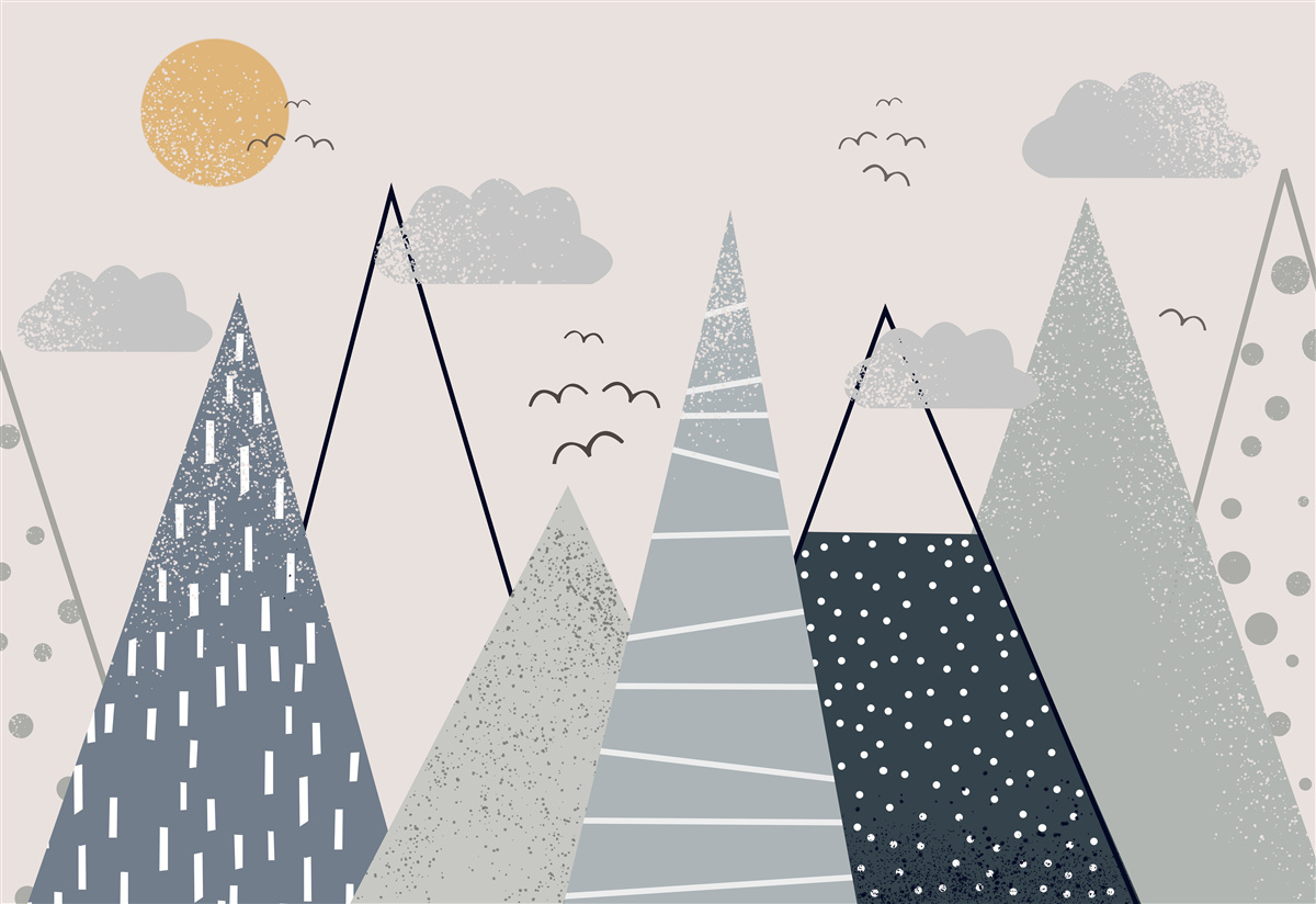 Papier peint le soleil se cache derrière les sommets des montagnes