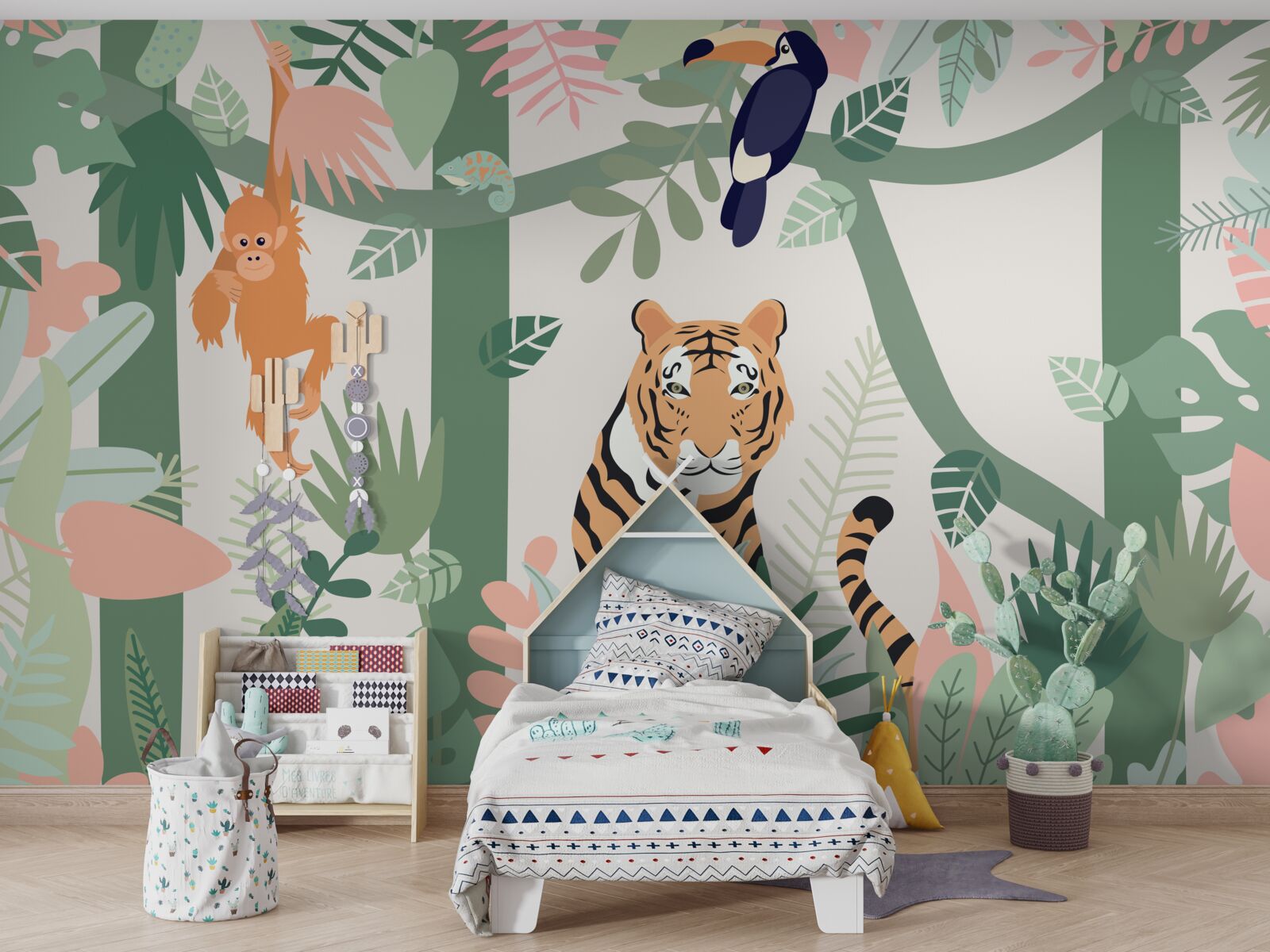 Papier peint le tigre et ses amis dans la forêt