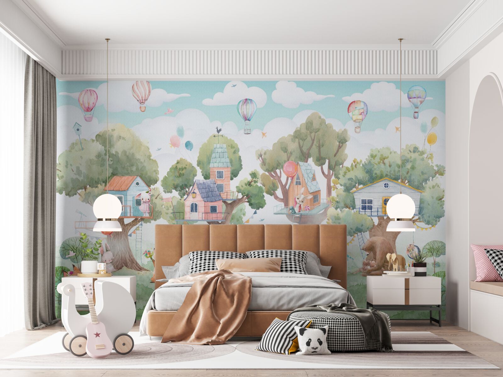 Papier peint maisons en bois construites par les enfants