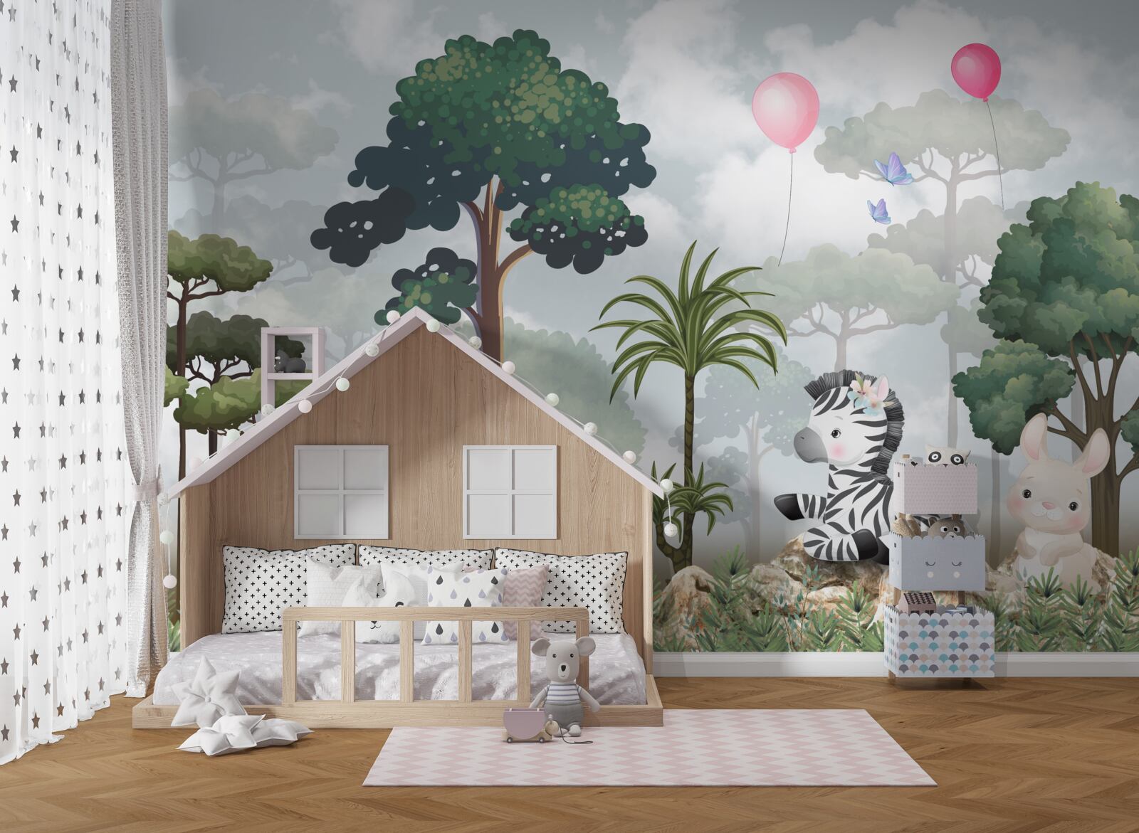 Papier peint Les animaux de la forêt fêtent leur anniversaire