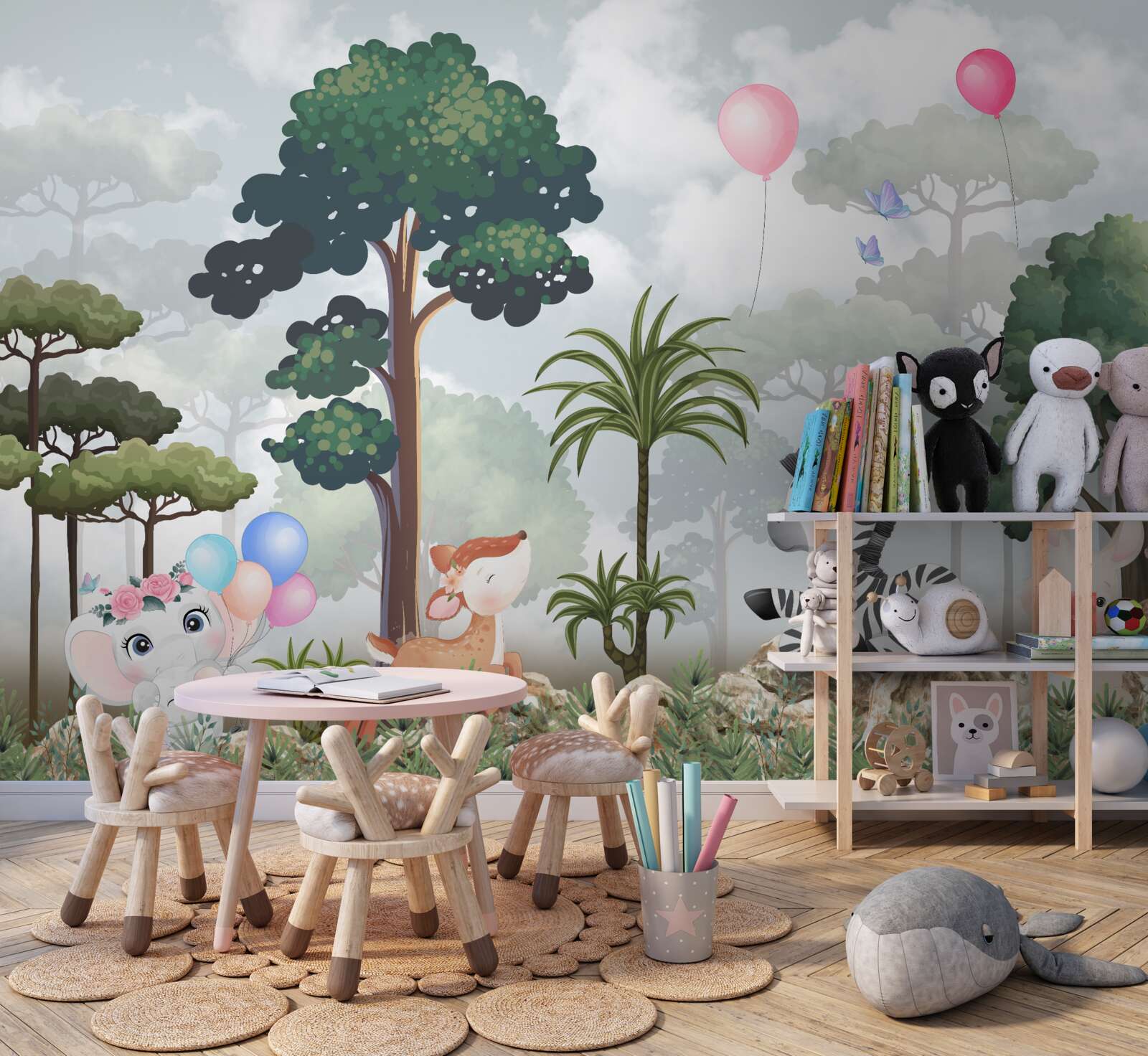 Papier peint Les animaux de la forêt fêtent leur anniversaire