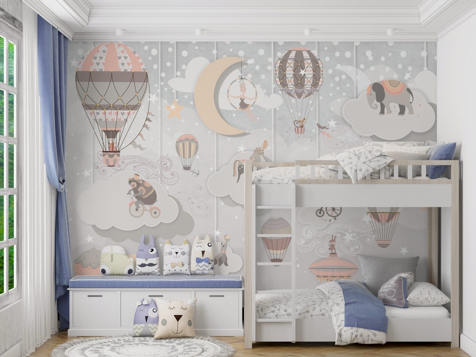 Papier peint la nuit, tous les animaux s'endorment