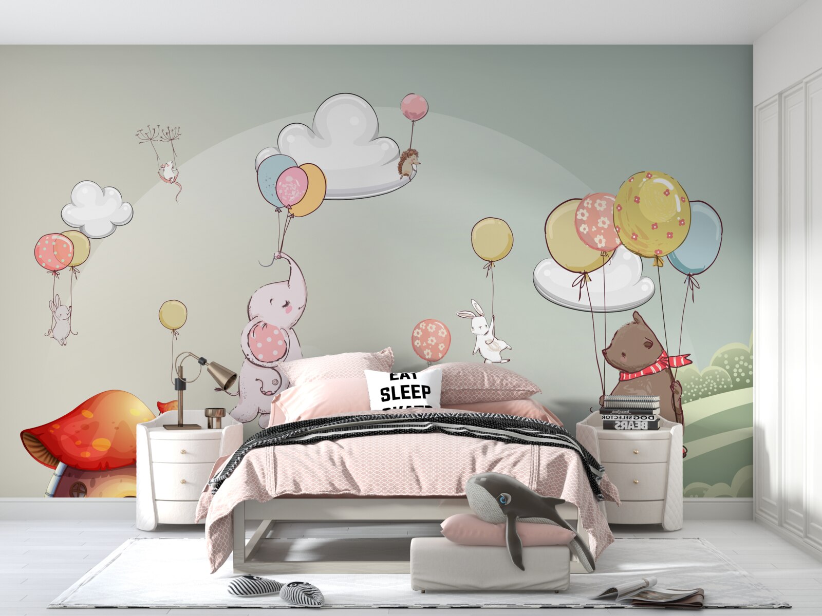 Papier peint les animaux volent sur des ballons