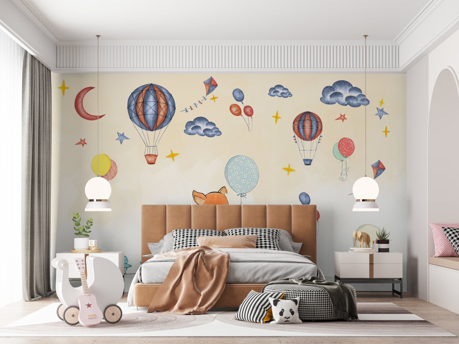 Papier peint le petit renard va à la fête