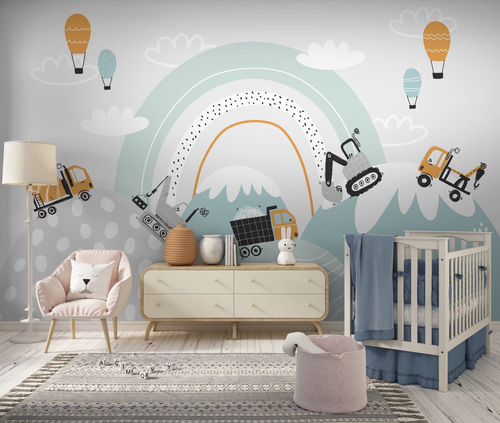 Papier peint les voitures roulent sur des collines magiques