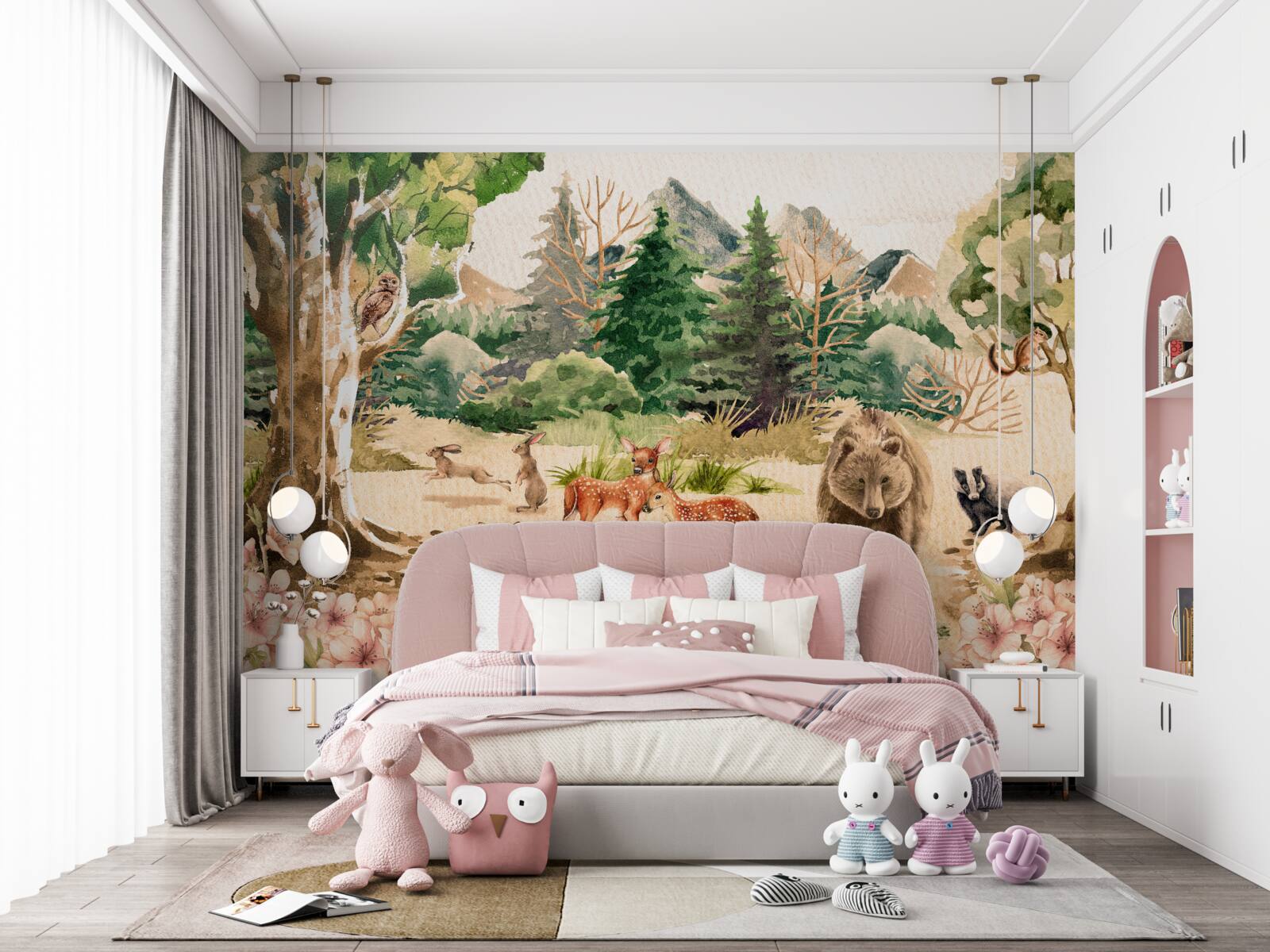 Papier peint la forêt au printemps et le réveil des animaux