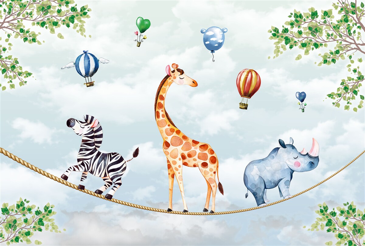 Papier peint trois acrobates se reposent sur une corde raide