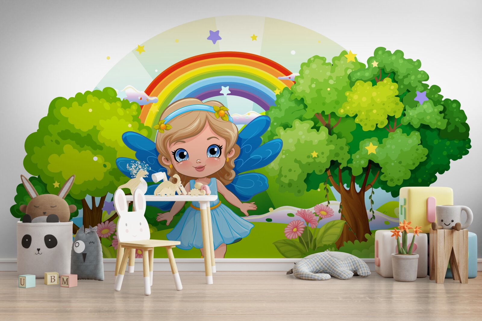 Papier peint sorcière dans le jardin d'émeraude près de l'arc-en-ciel