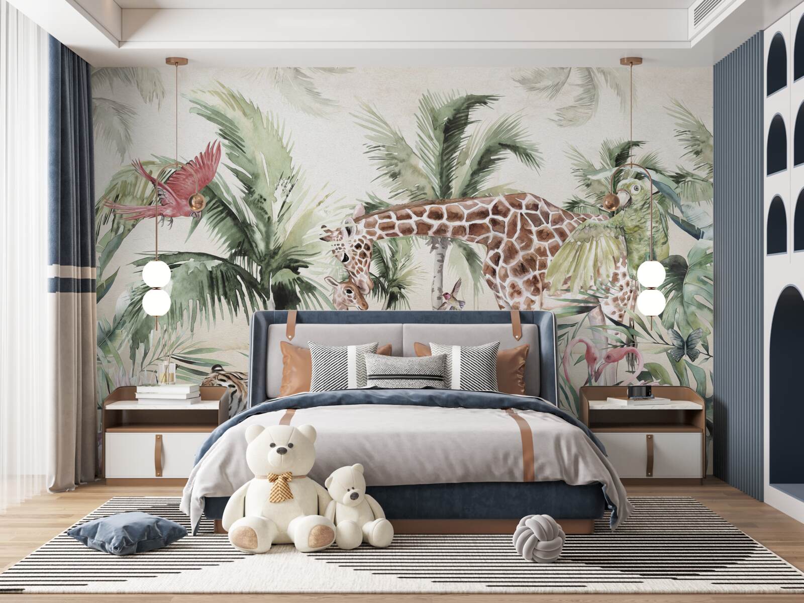 Papier peint les habitants de la jungle avec leur progéniture