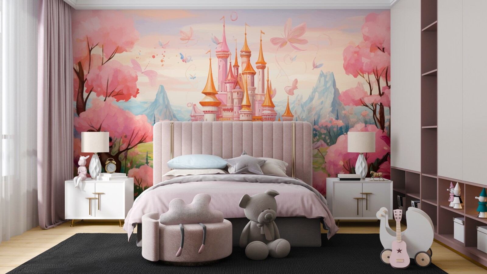 Papier peint un château tiré d'un conte de fées de disney