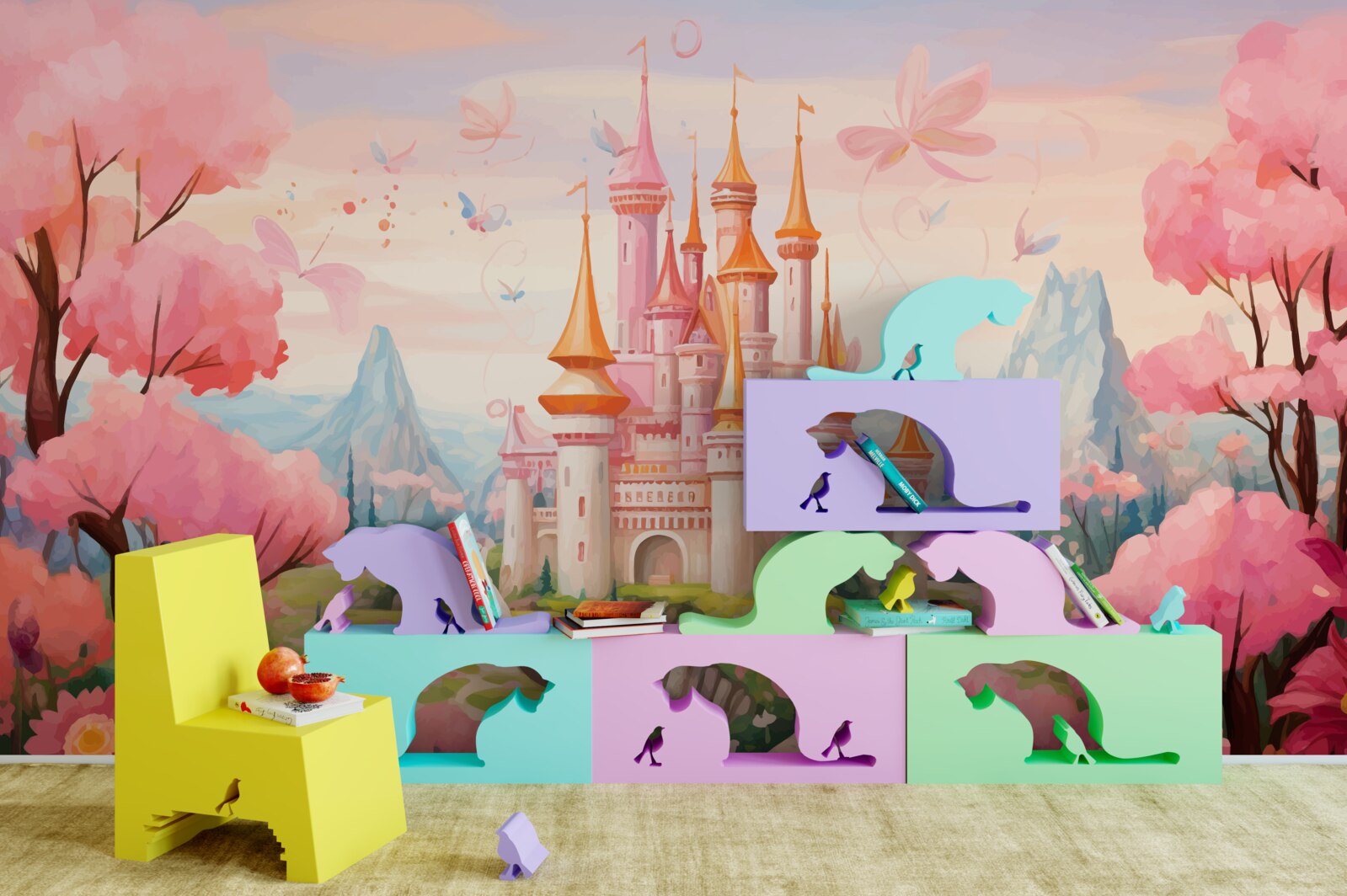 Papier peint un château tiré d'un conte de fées de disney