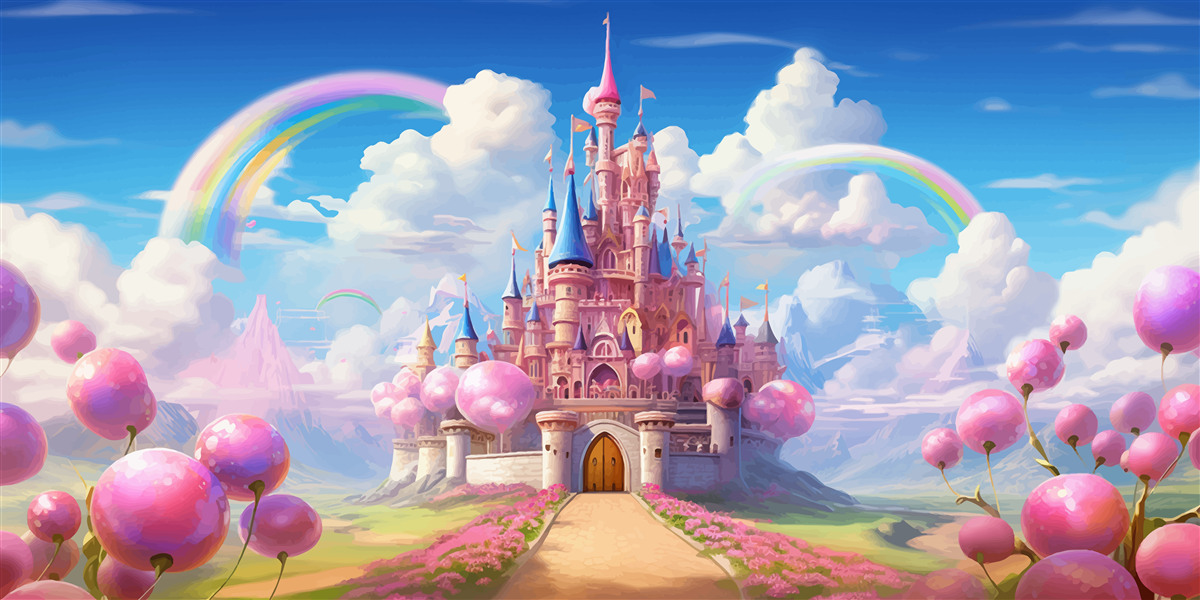 Papier peint un château de princesse de conte de fées au bout des doigts