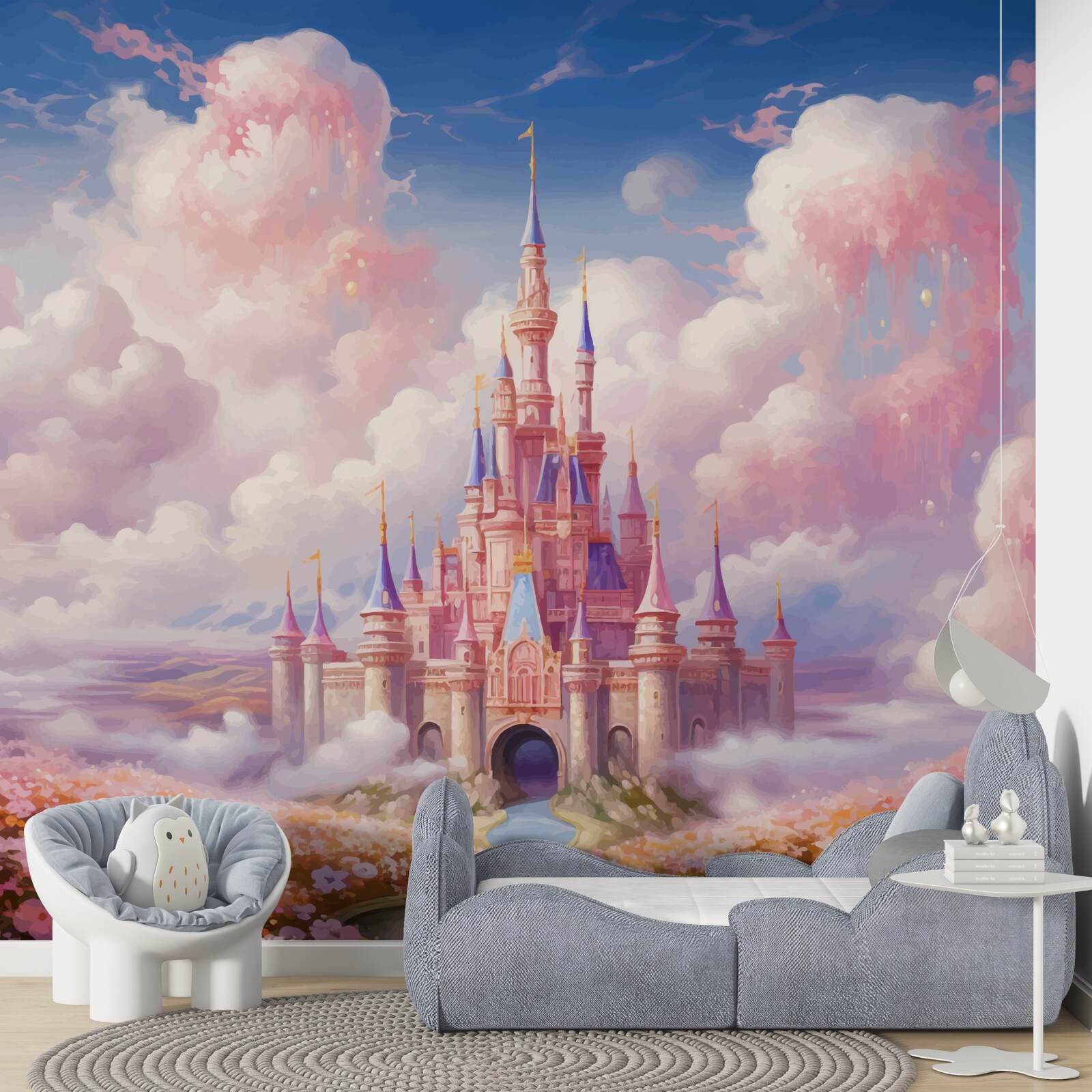 Papier peint un palais de princesse dans les nuages