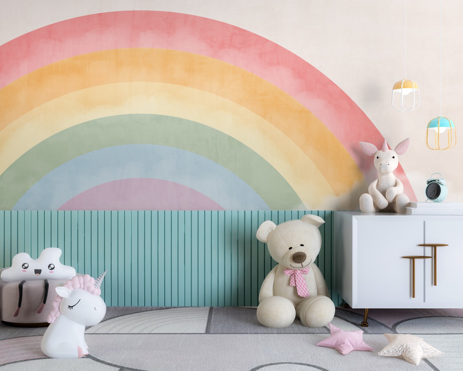 Papier peint une magnifique arche de fleurs parmi les nuages