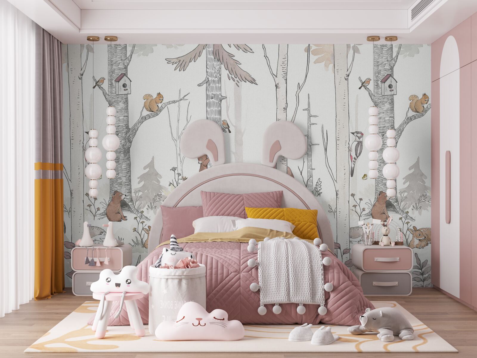 Papier peint les habitants de la forêt sont occupés par leurs propres affaires