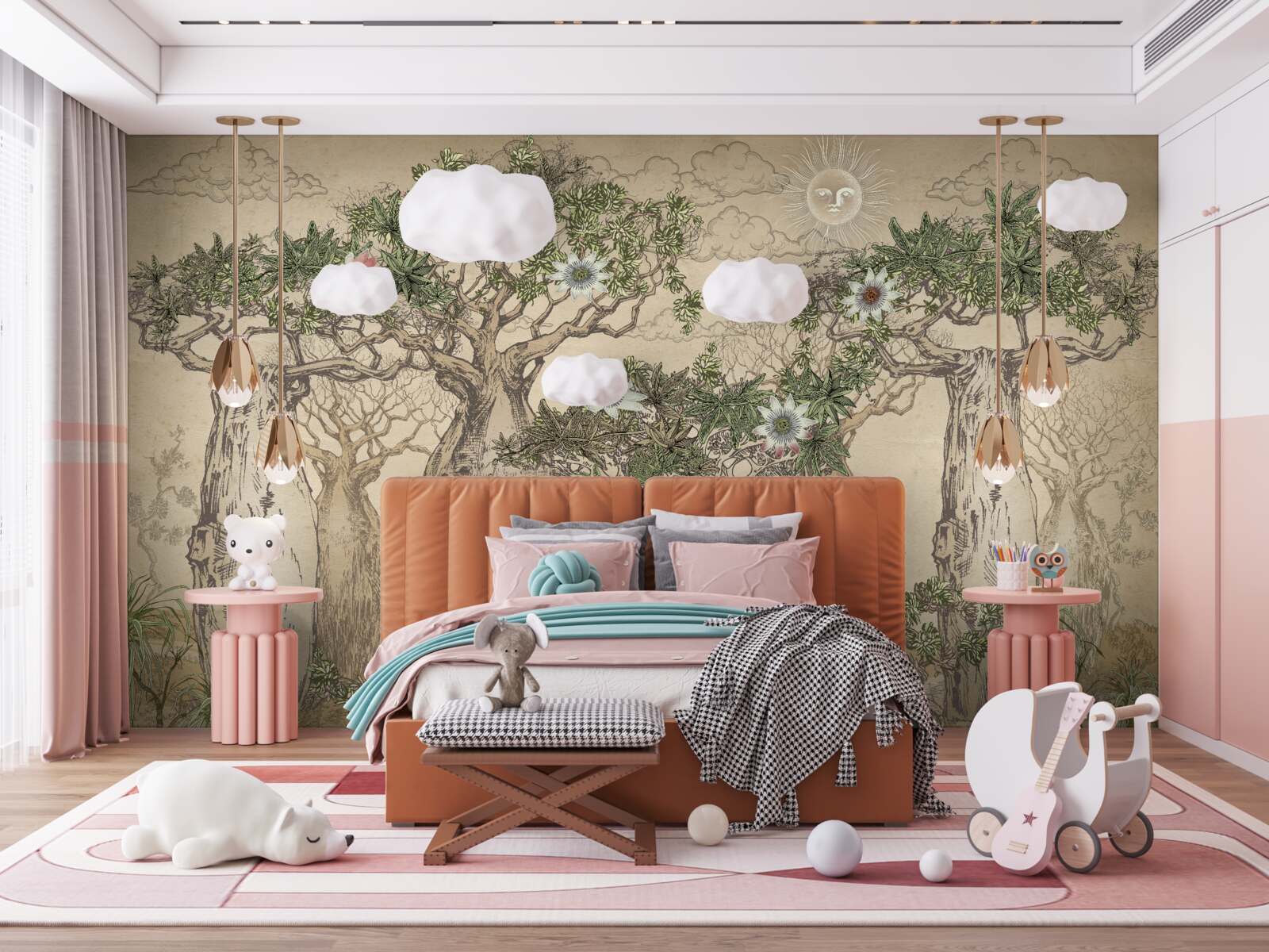 Papier peint des baobabs puissants et majestueux