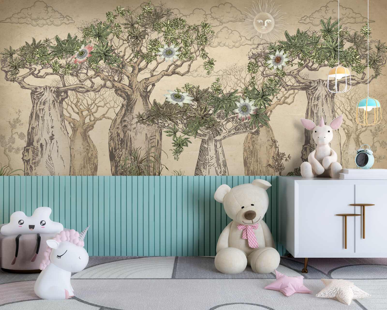 Papier peint des baobabs puissants et majestueux