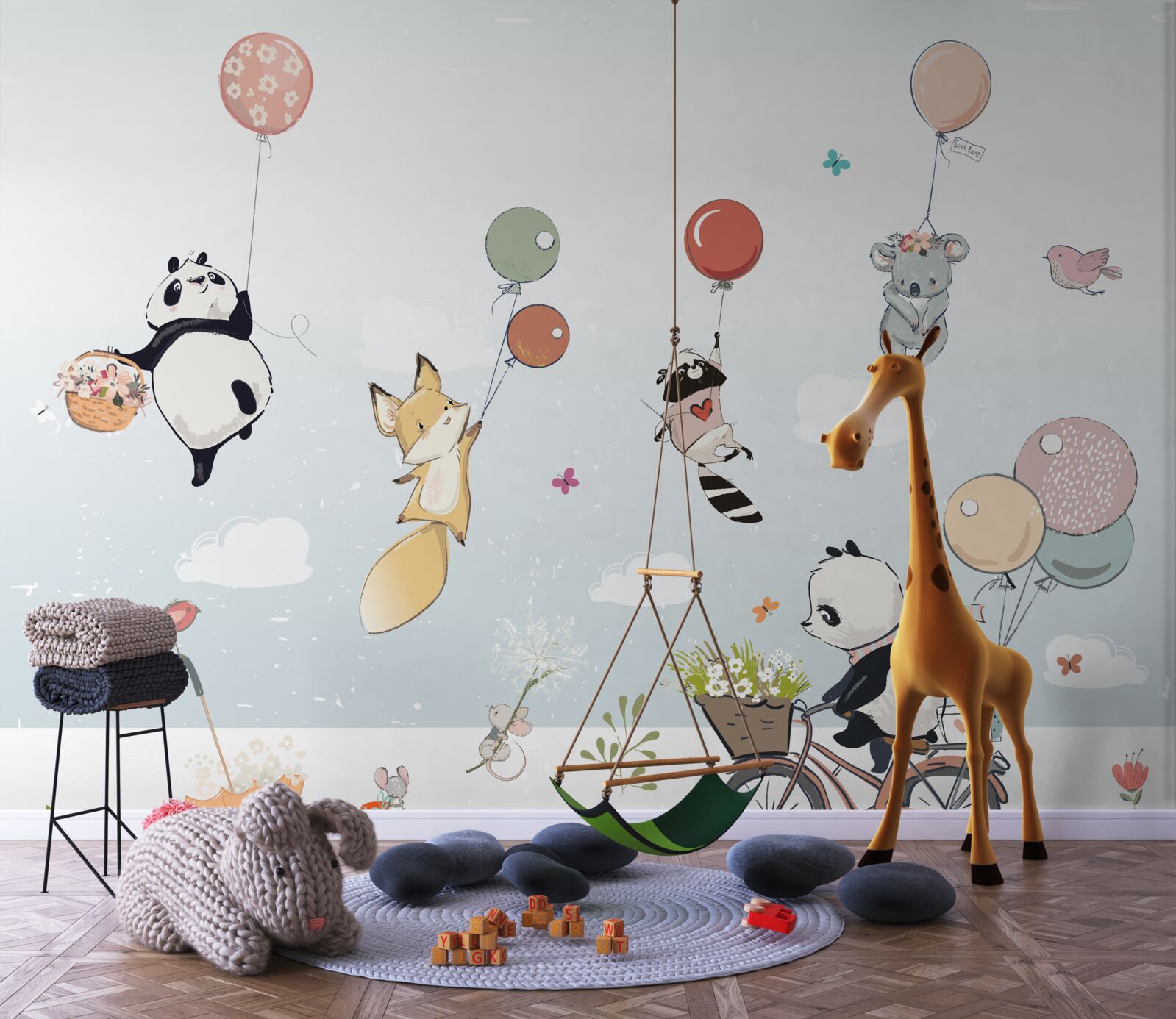 Papier peint animaux sur ballons