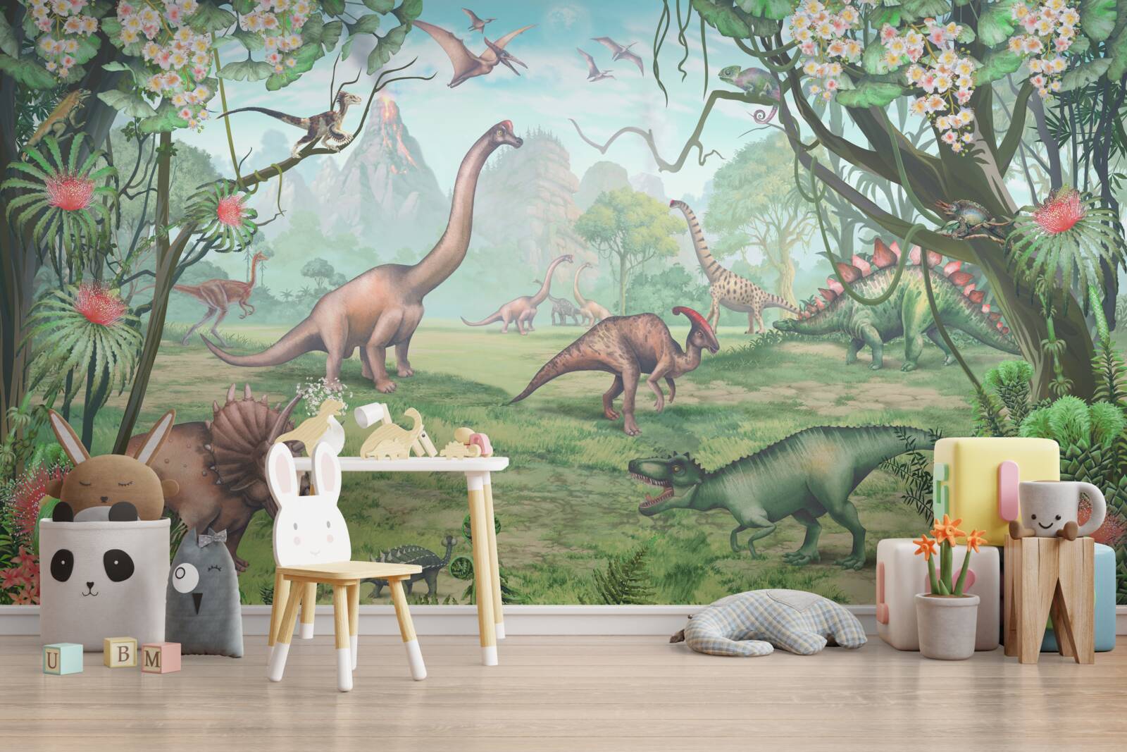 Papier peint dinosaures ambulants