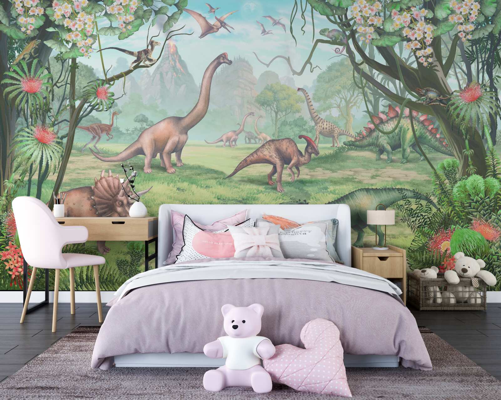 Papier peint dinosaures ambulants