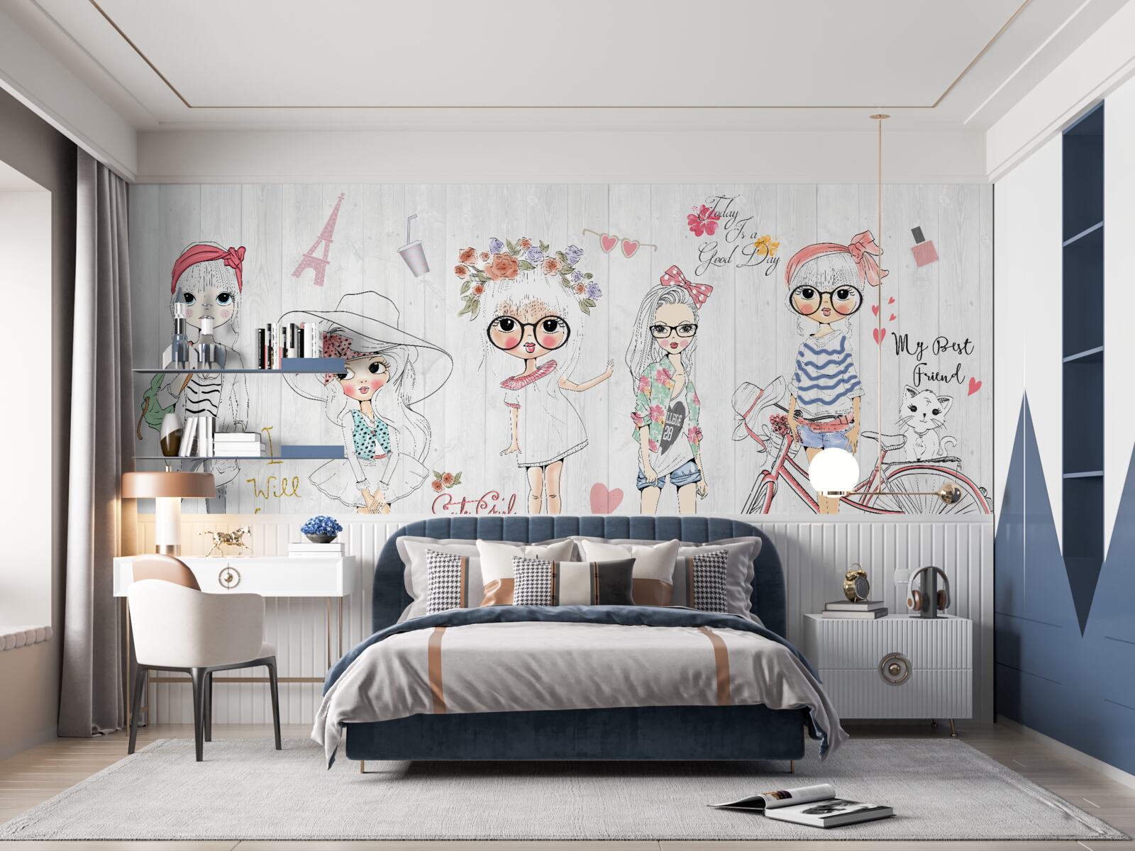 Papier peint filles élégantes et à la mode