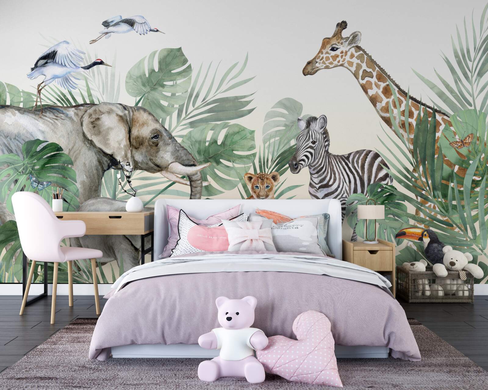 Papier peint grands animaux des tropiques