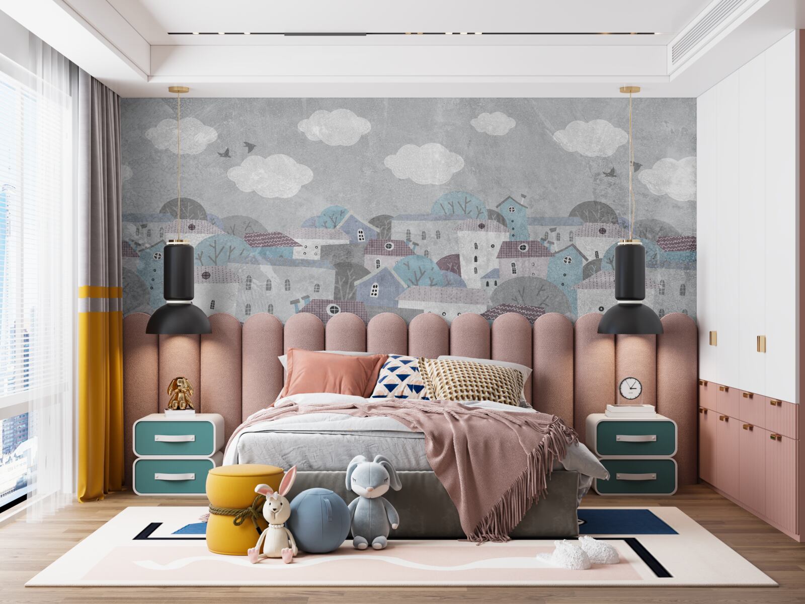 Papier peint le soir tombe sur la ville