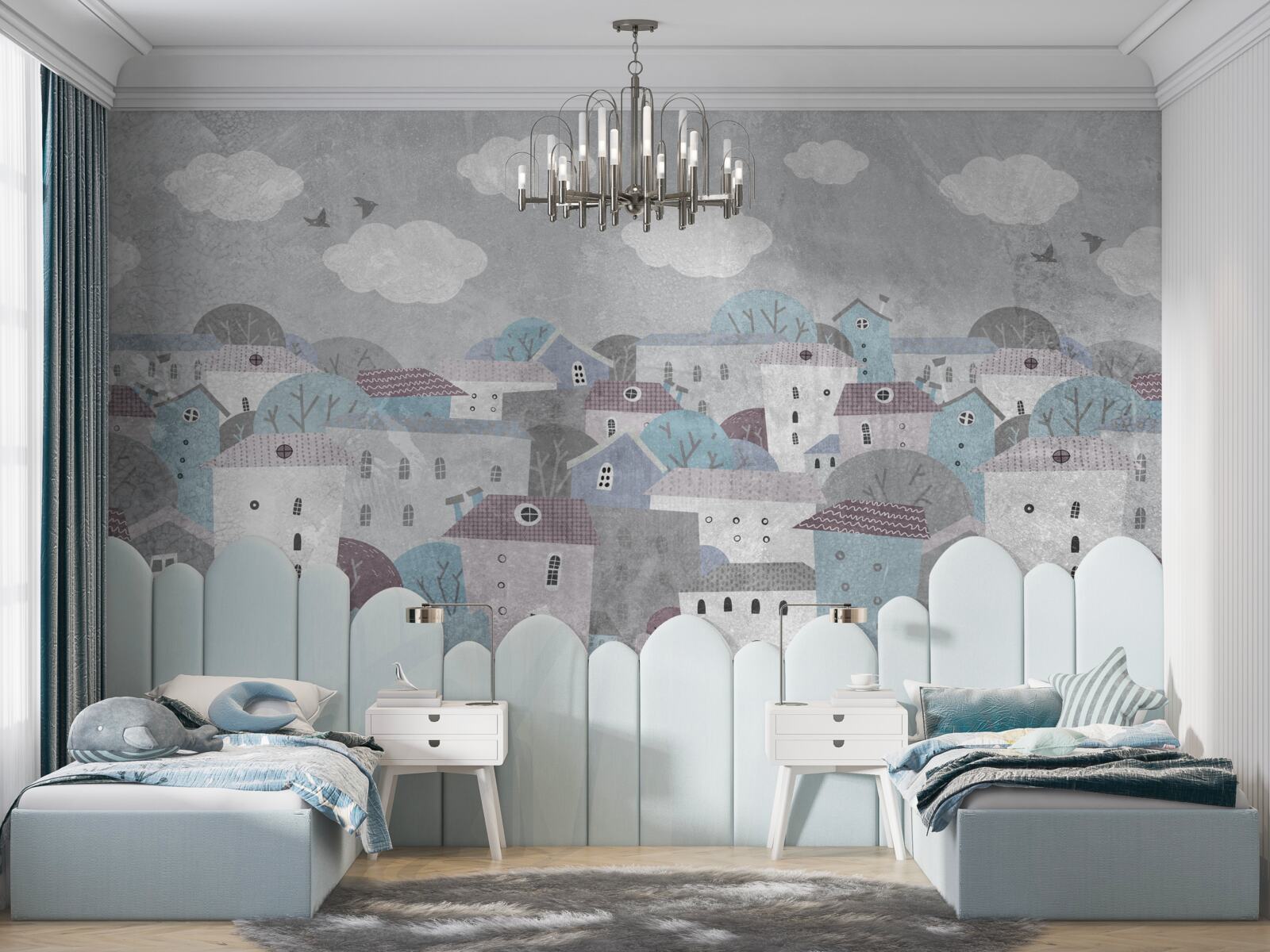 Papier peint le soir tombe sur la ville