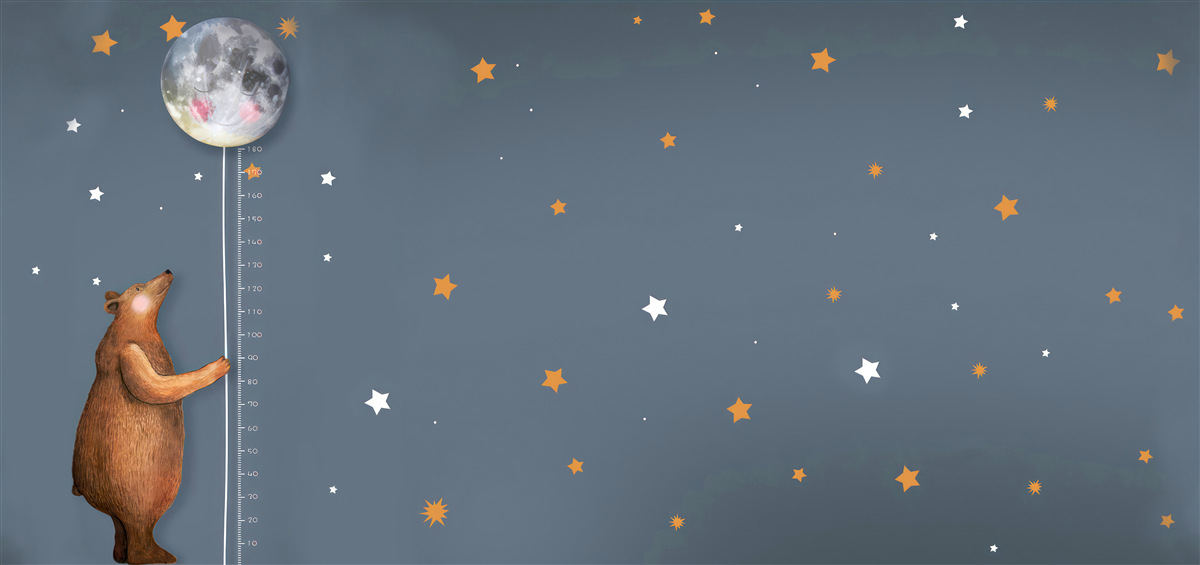 Papier peint l'ours élève la lune vers le ciel