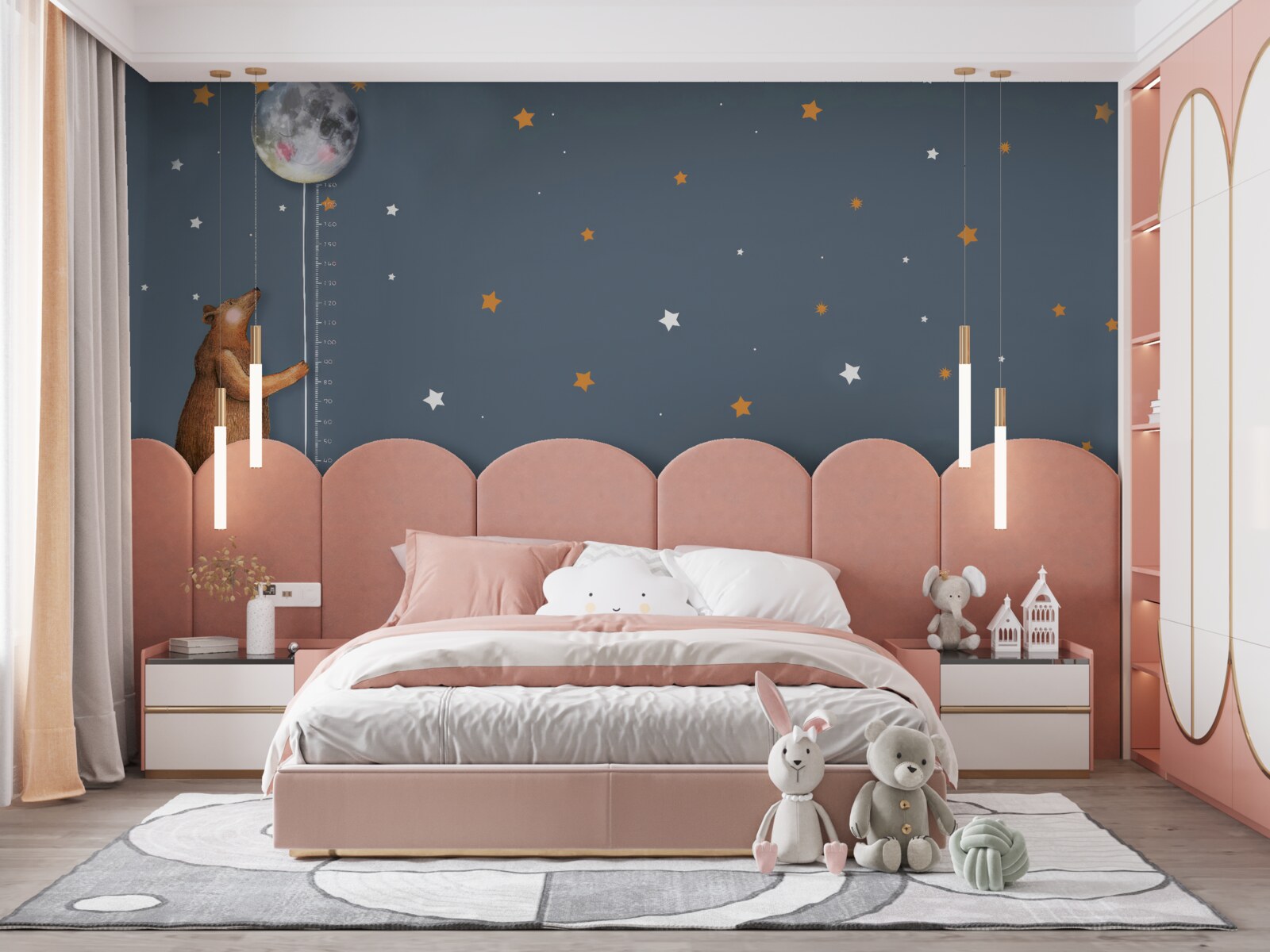 Papier peint l'ours élève la lune vers le ciel