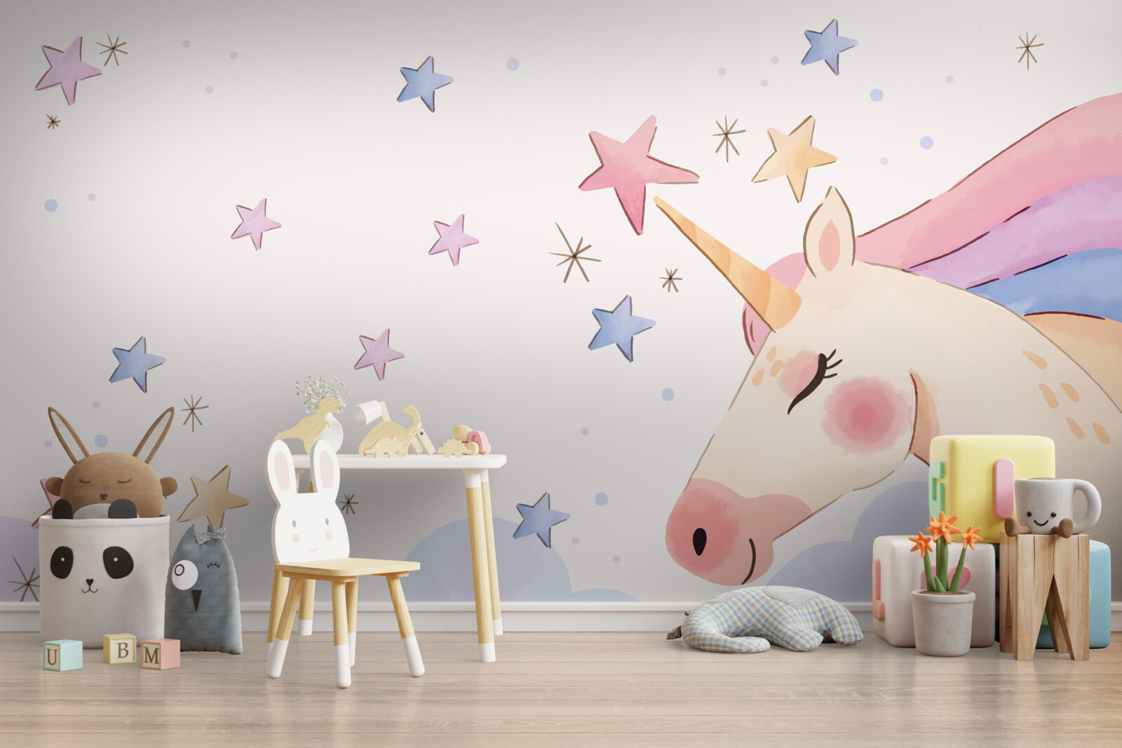 Papier peint licorne rose mignonne