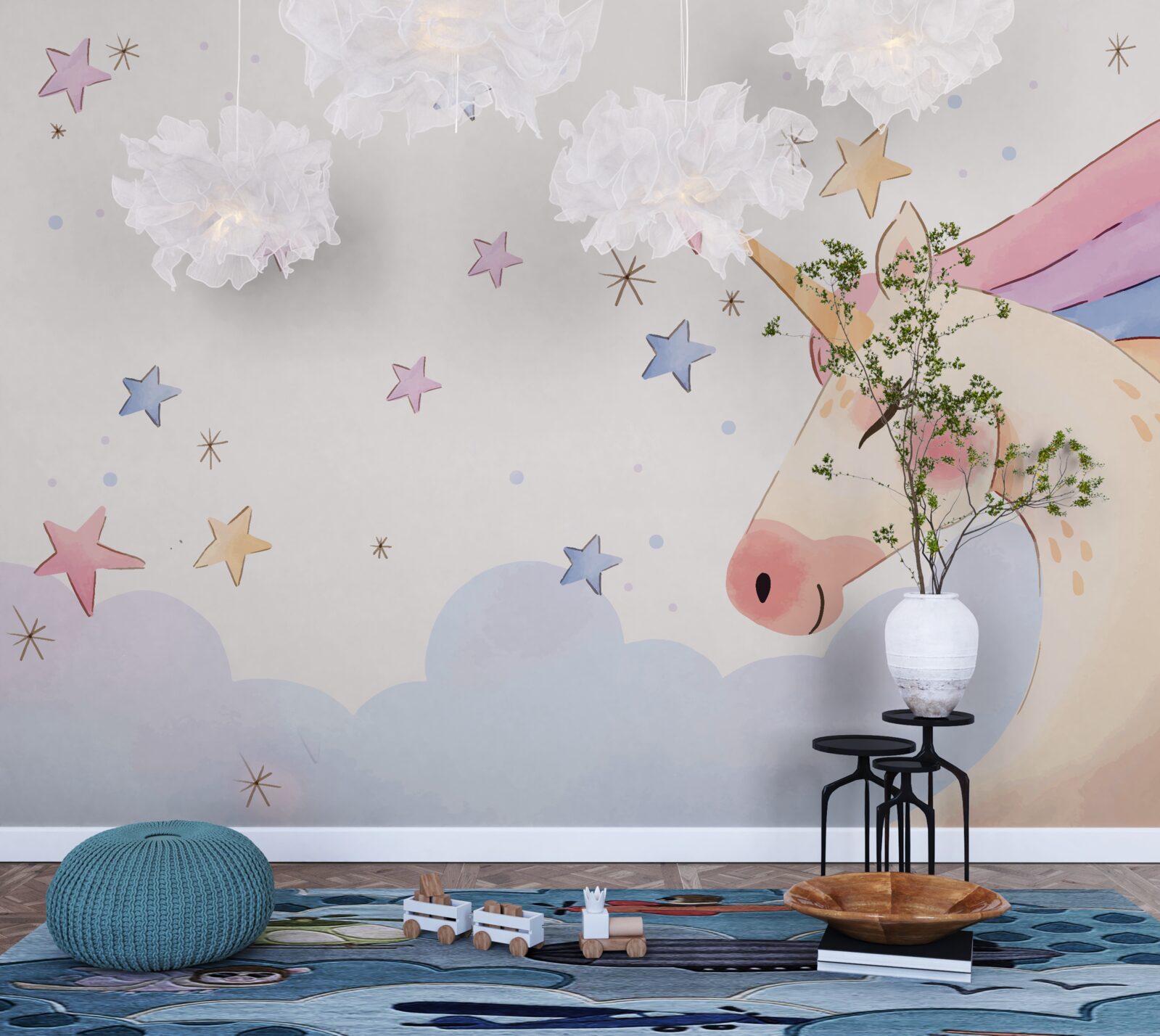 Papier peint licorne rose mignonne