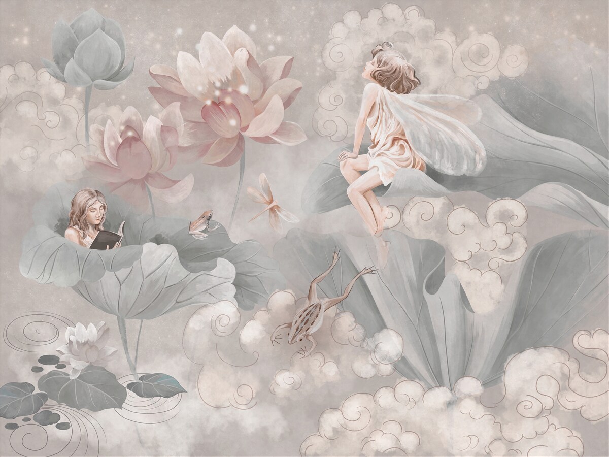 Papier peint les bourgeons de fleurs dans lesquels se cachent les fées