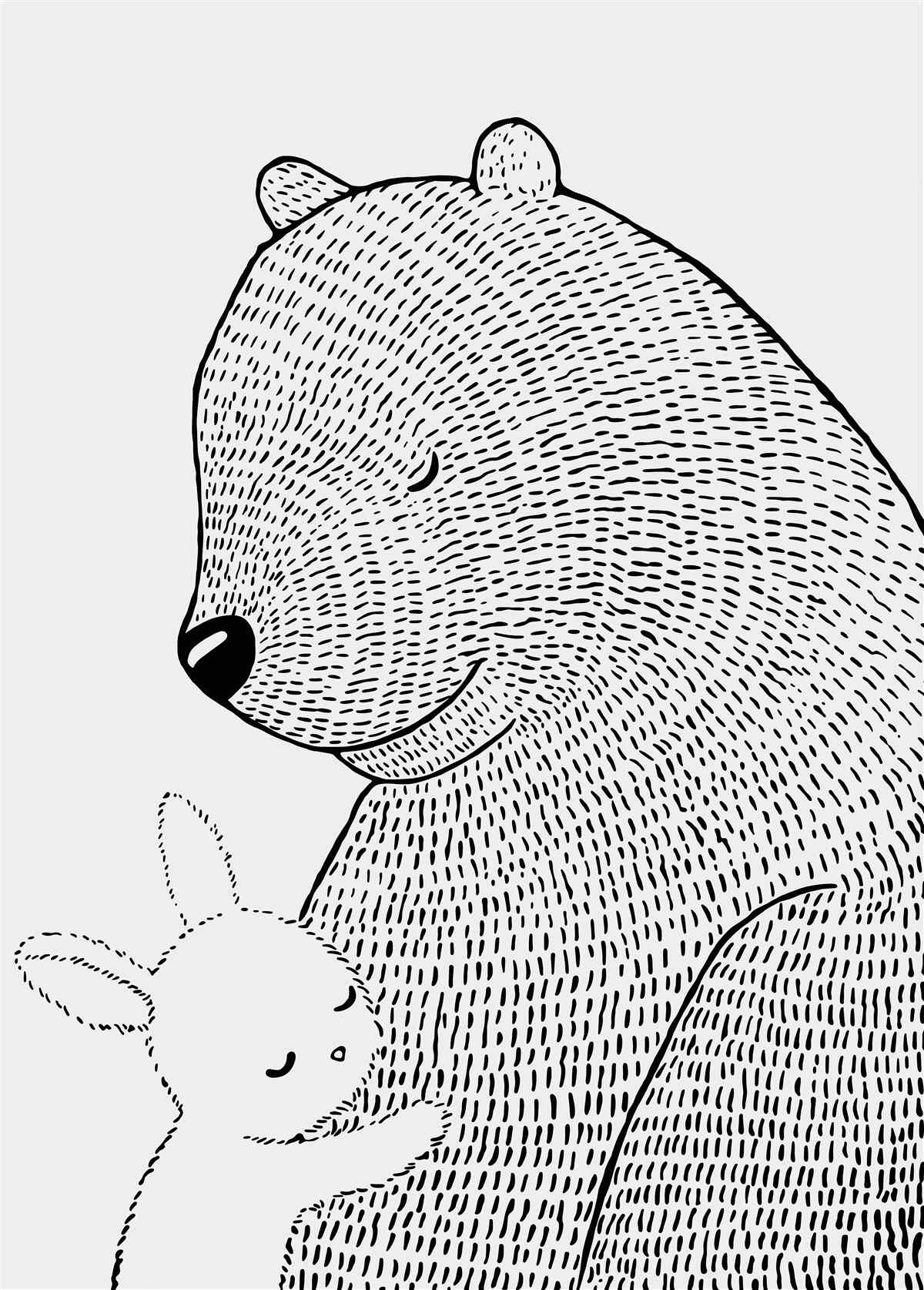 Papier peint lapin et ours