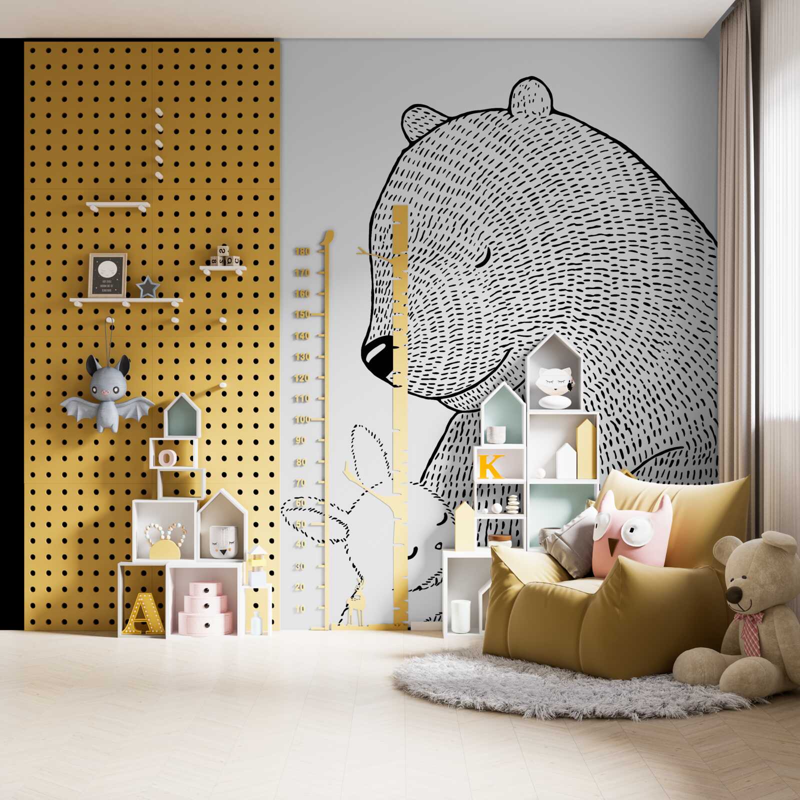 Papier peint lapin et ours