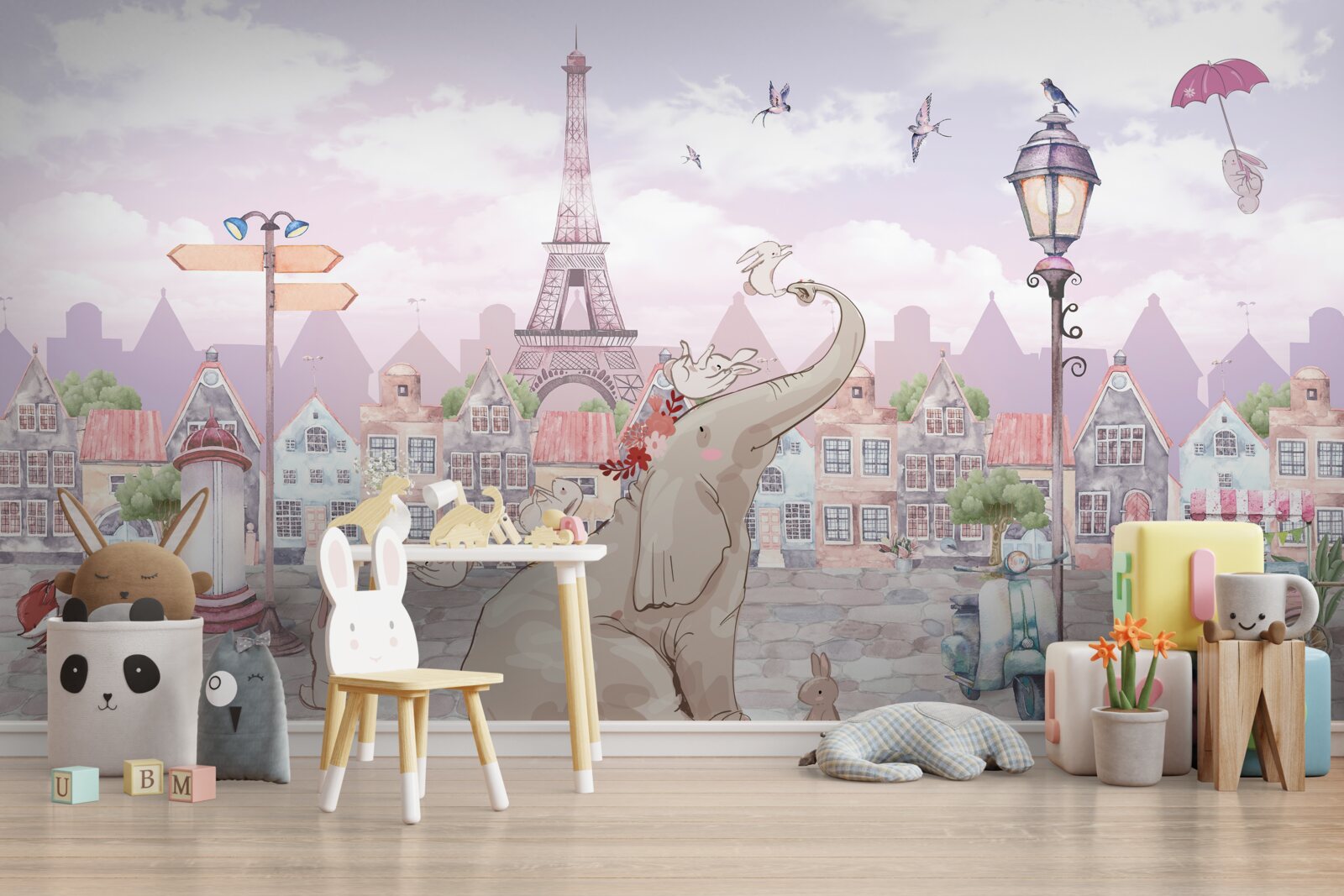 Papier peint un éléphant est arrivé en ville