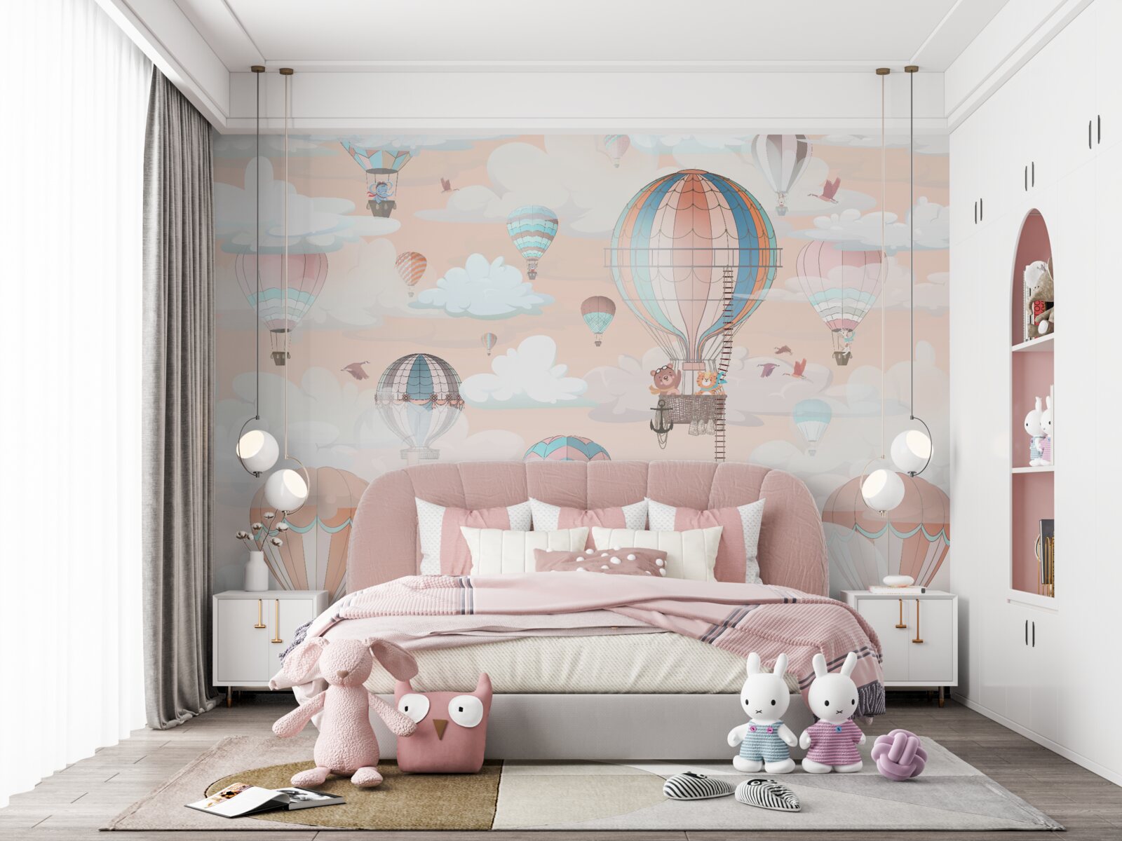 Papier peint voyager en montgolfière