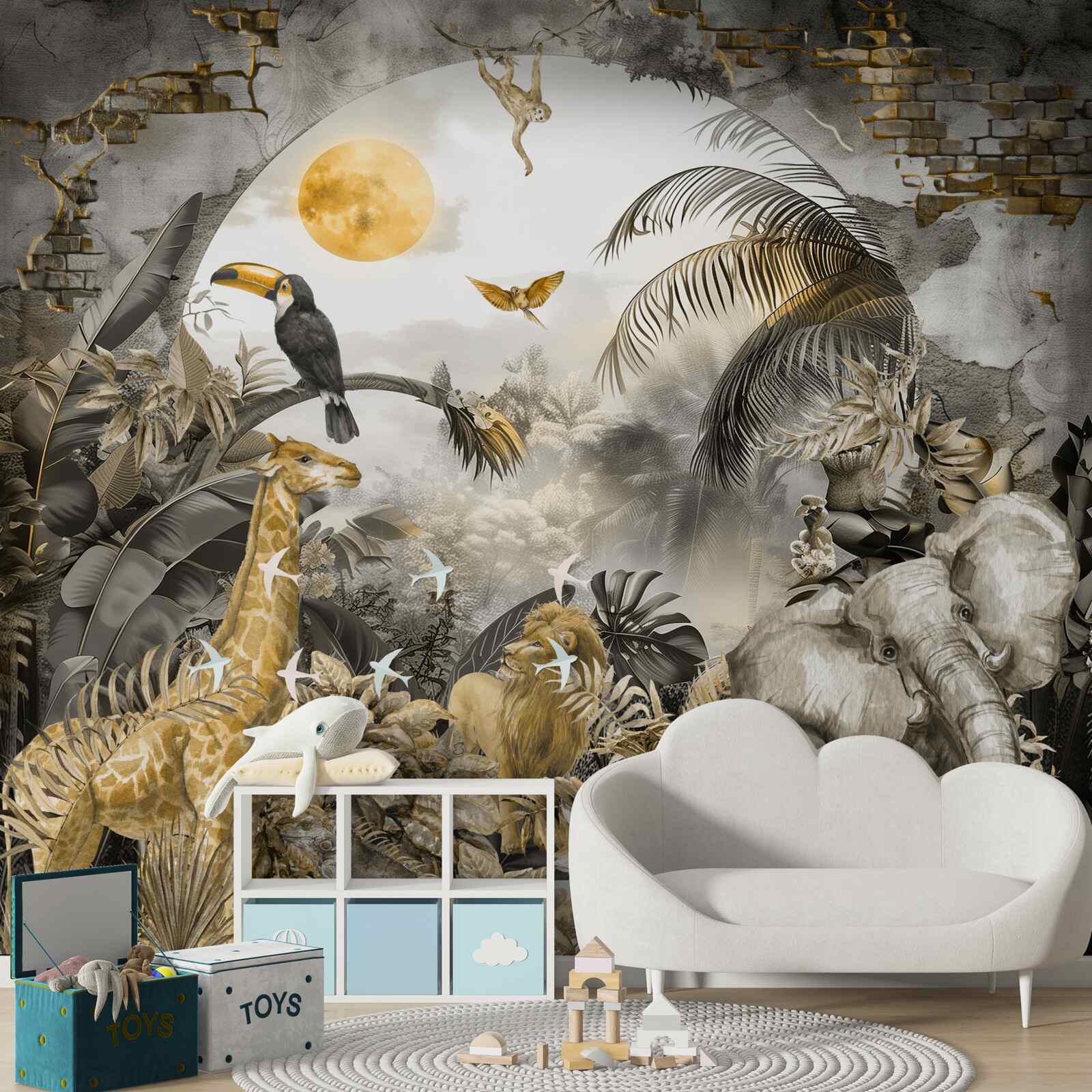 Papier peint en afrique, les animaux regardent le coucher du soleil