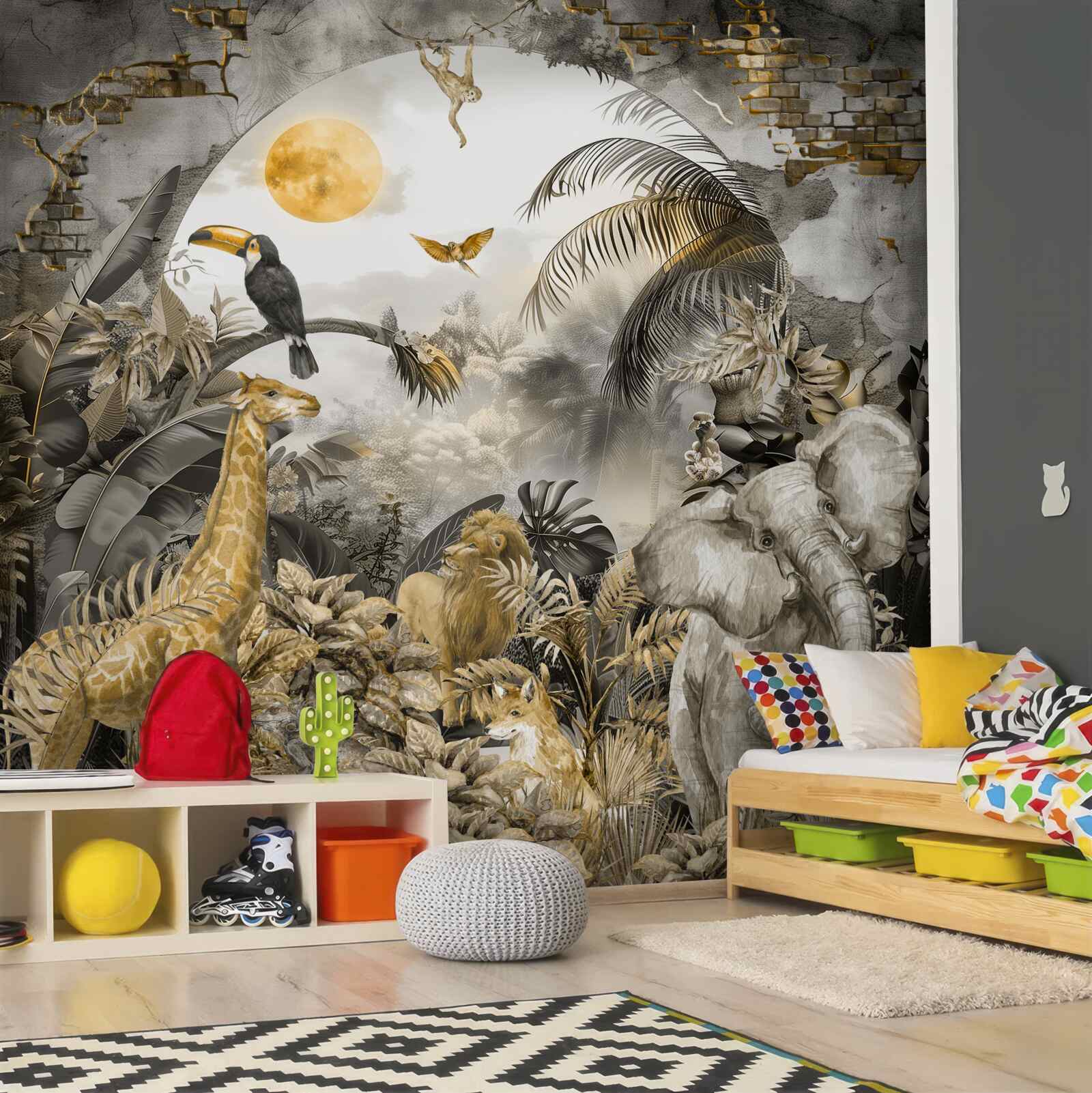 Papier peint en afrique, les animaux regardent le coucher du soleil