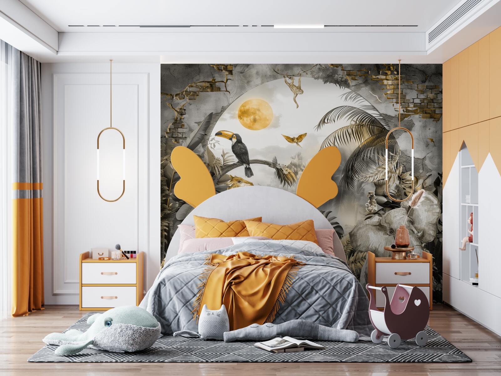 Papier peint en afrique, les animaux regardent le coucher du soleil