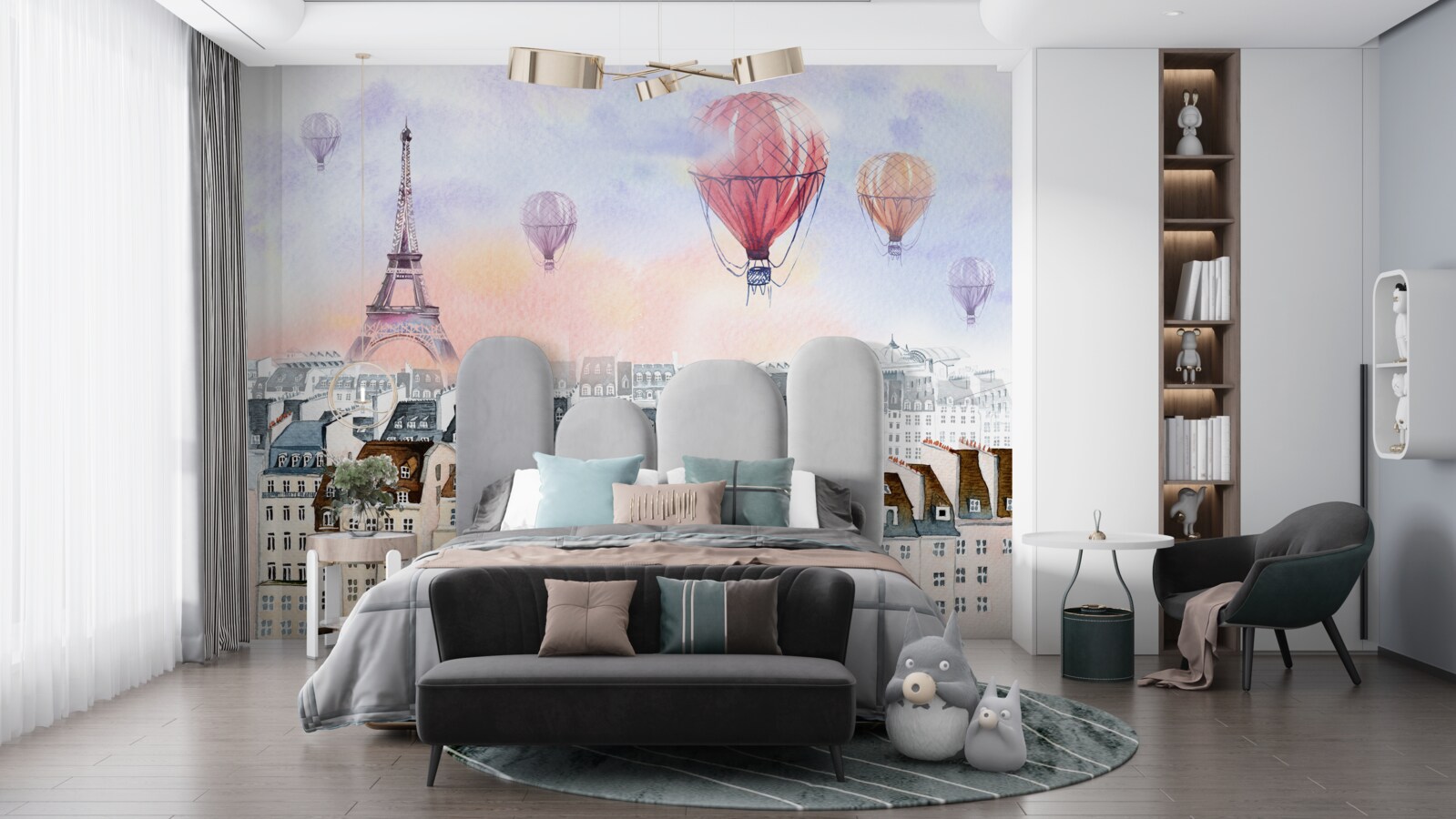 Papier peint tour eiffel et immeubles parisiens