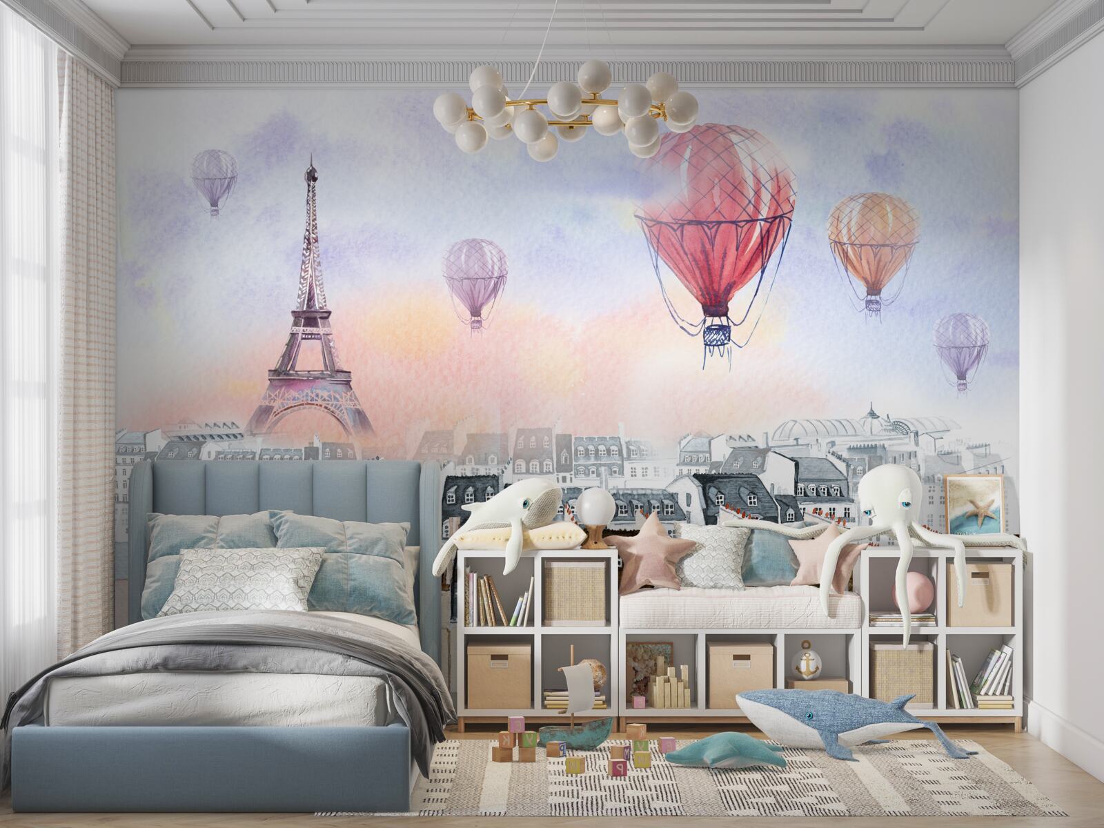 Papier peint tour eiffel et immeubles parisiens