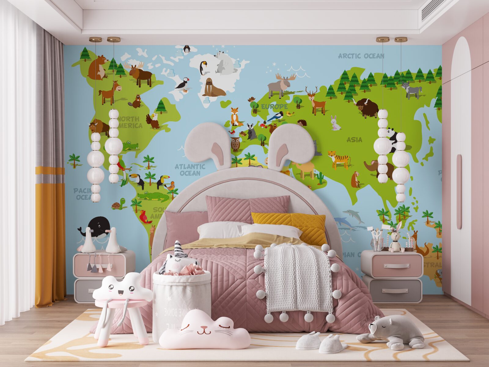 Papier peint les continents et leurs principaux habitants