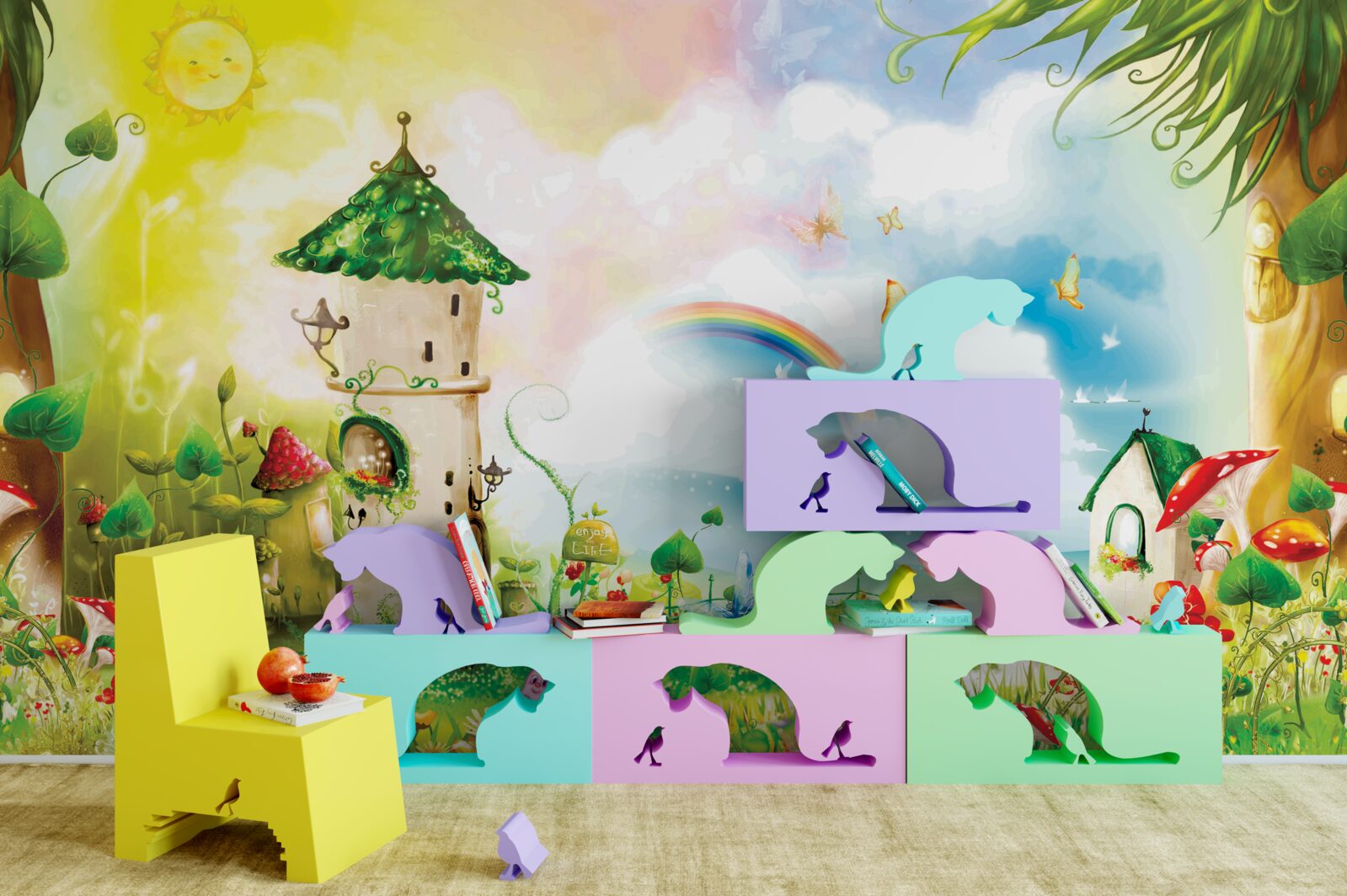 Papier peint tour s'élevant dans la forêt