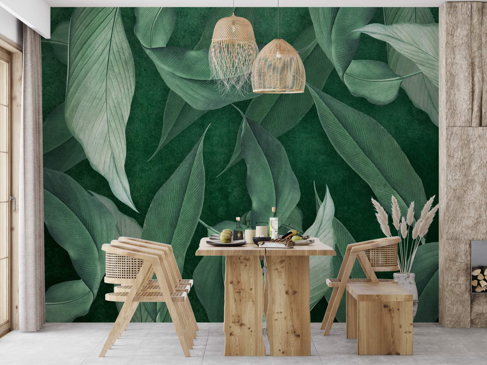 Papier peint les feuilles de la fougère sont vertes