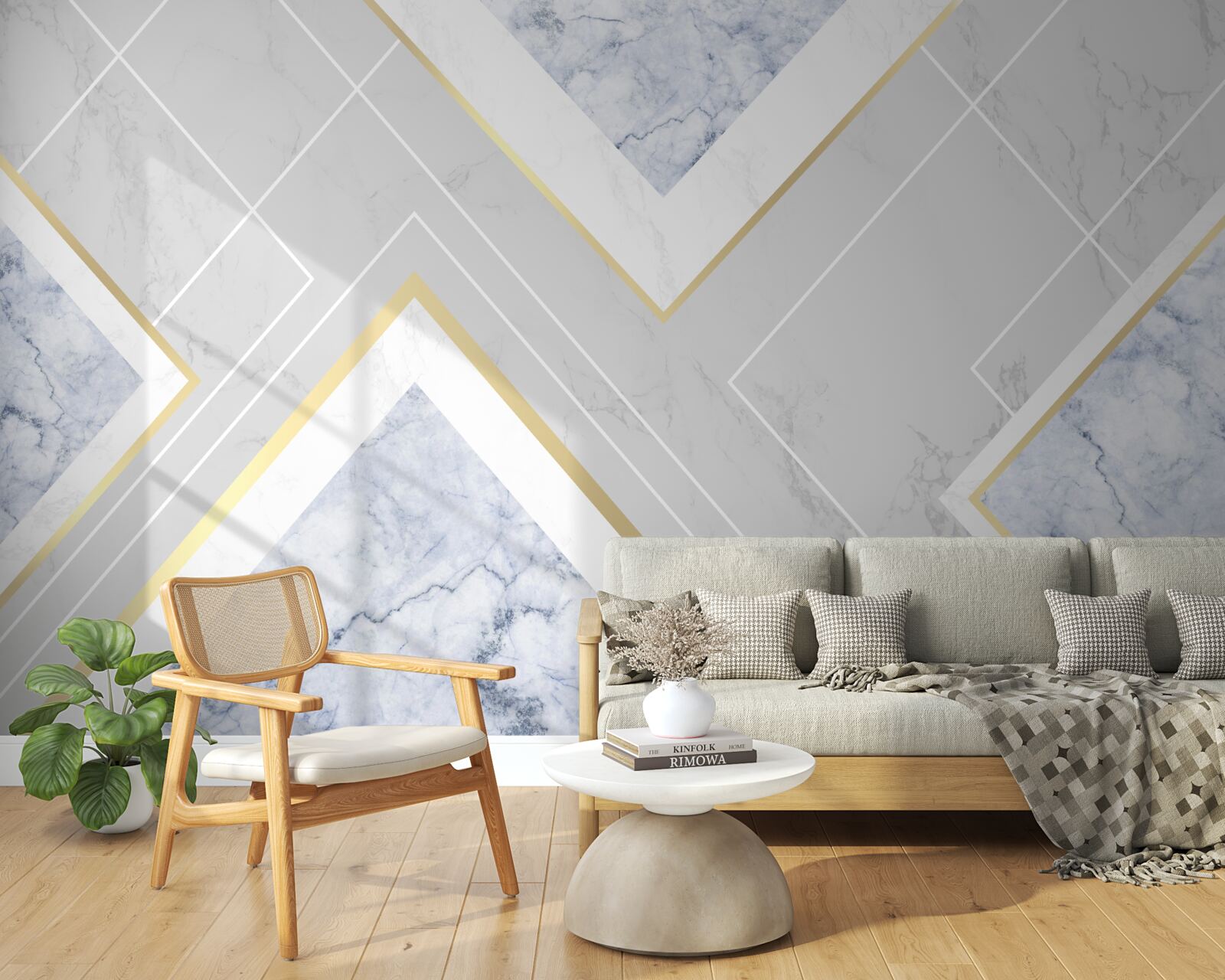 Papier peint des motifs géométriques corrects sur une surface en marbre