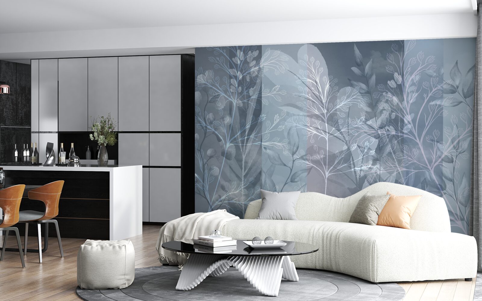 Papier peint arbustes enveloppés de brume dans la forêt