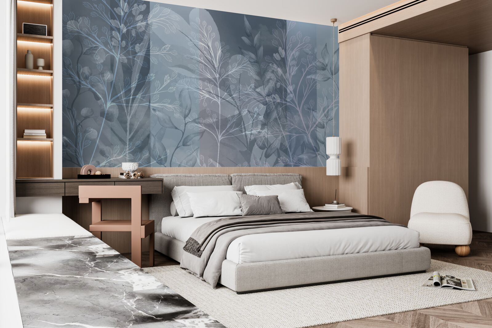 Papier peint arbustes enveloppés de brume dans la forêt